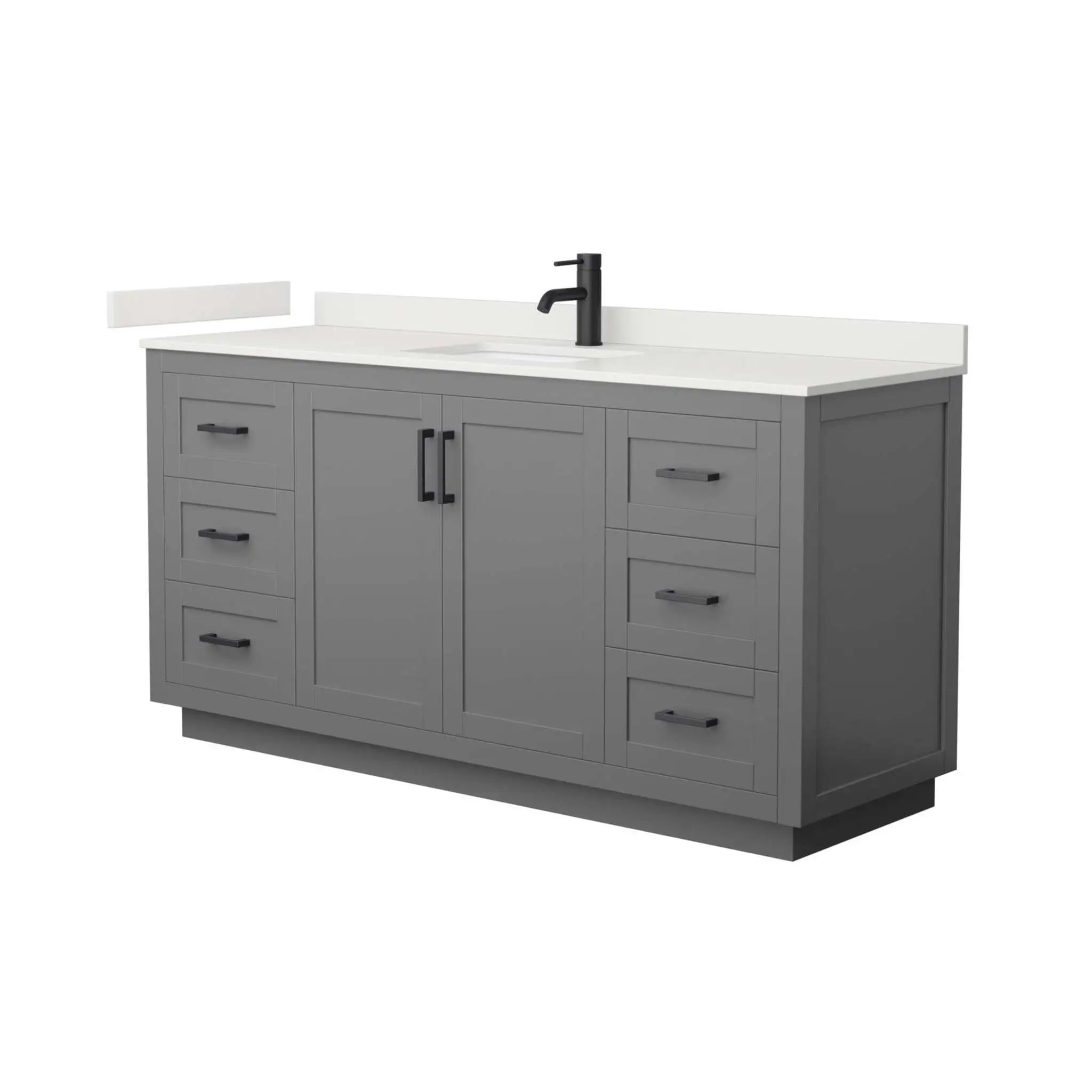66" Miranda Single Bathroom Vanity in Dark Gray with Matte Black Trim by Wyndham