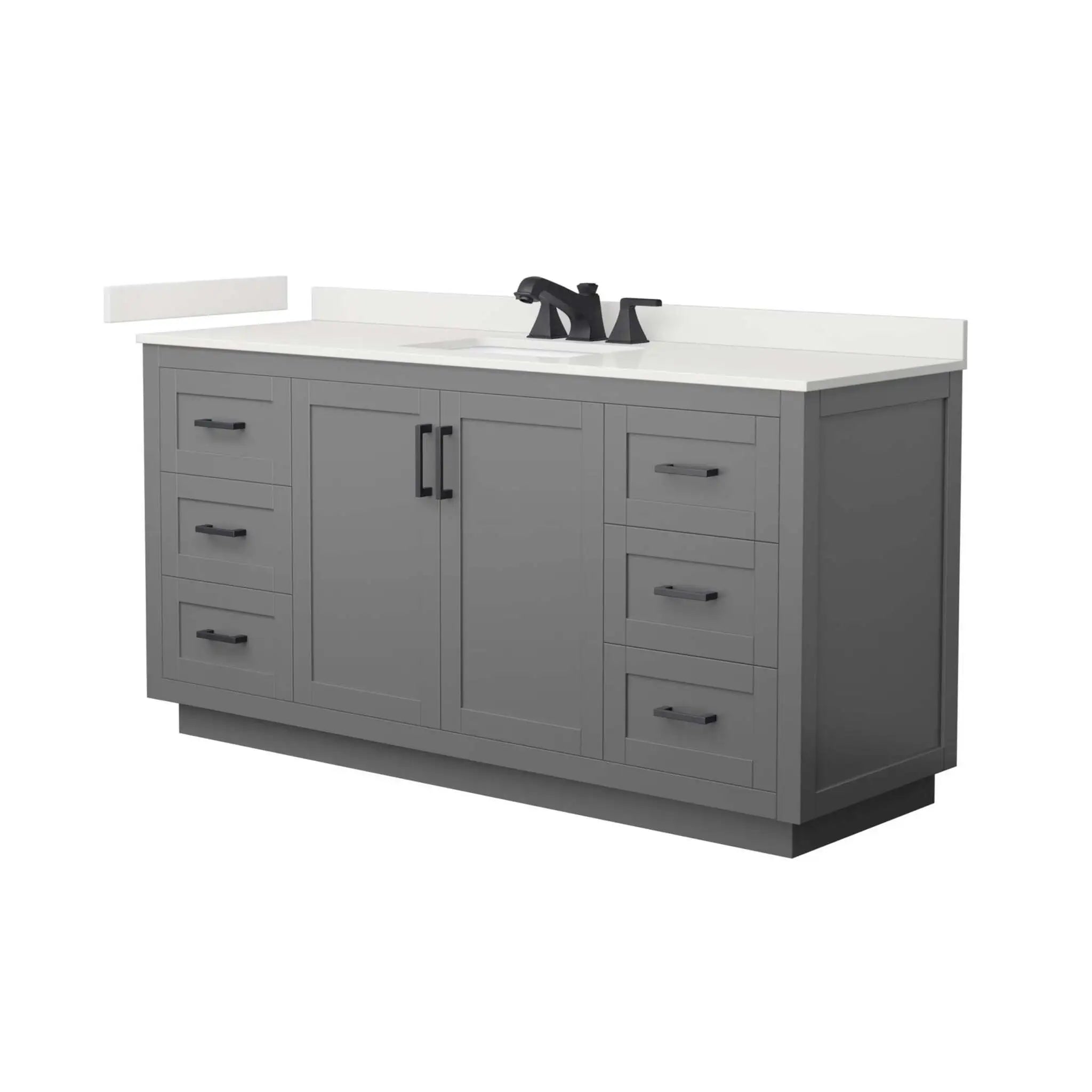 66" Miranda Single Bathroom Vanity in Dark Gray with Matte Black Trim by Wyndham