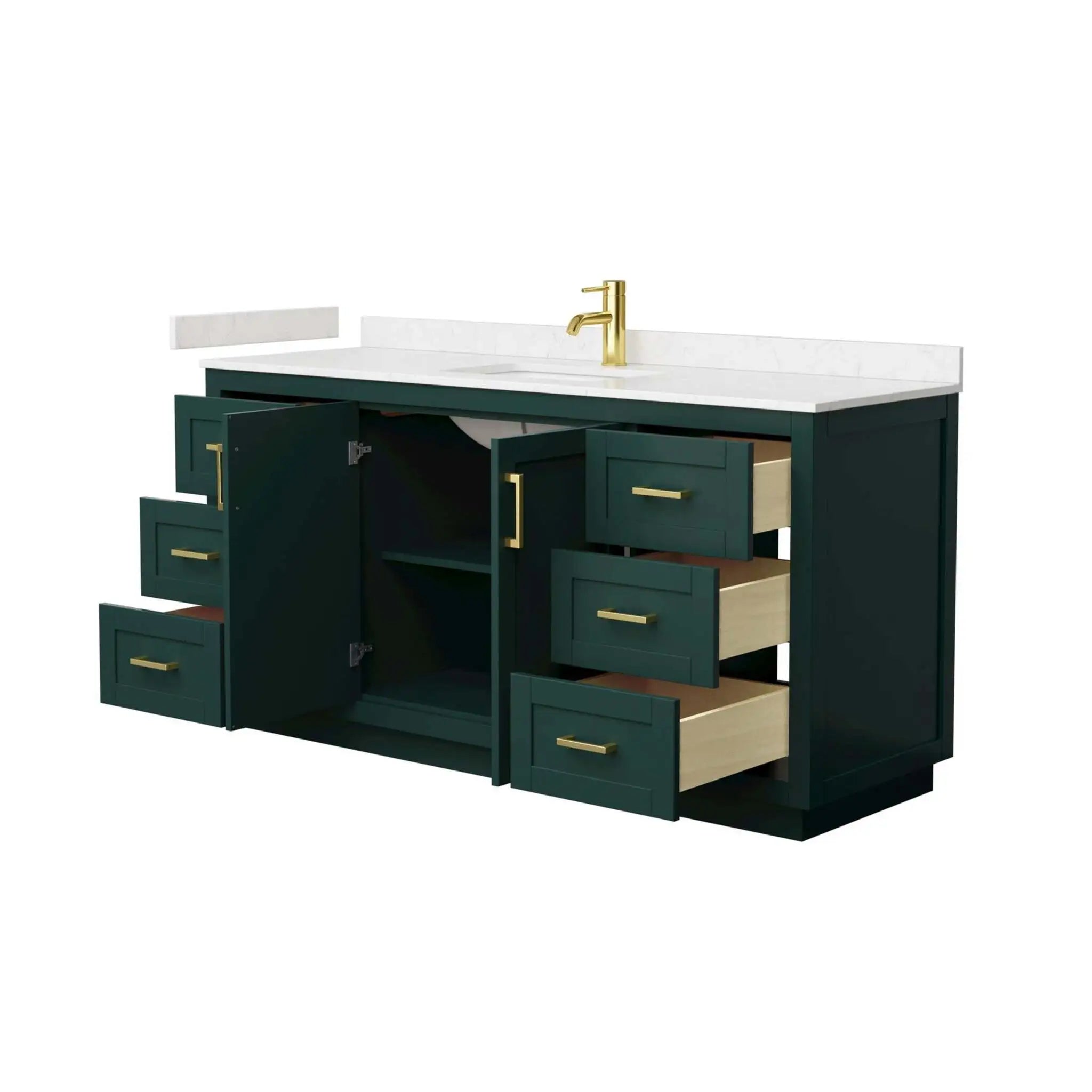 66" Miranda Single Bathroom Vanity in Green with Brushed Gold Trim by Wyndham