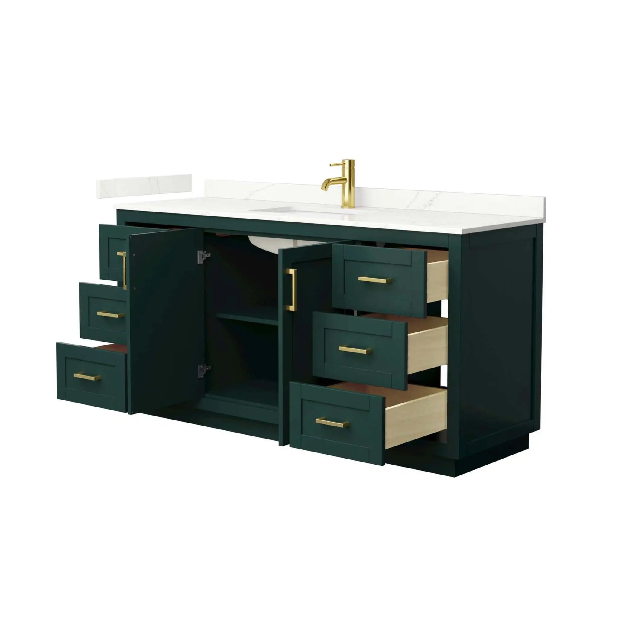 66" Miranda Single Bathroom Vanity in Green with Brushed Gold Trim by Wyndham