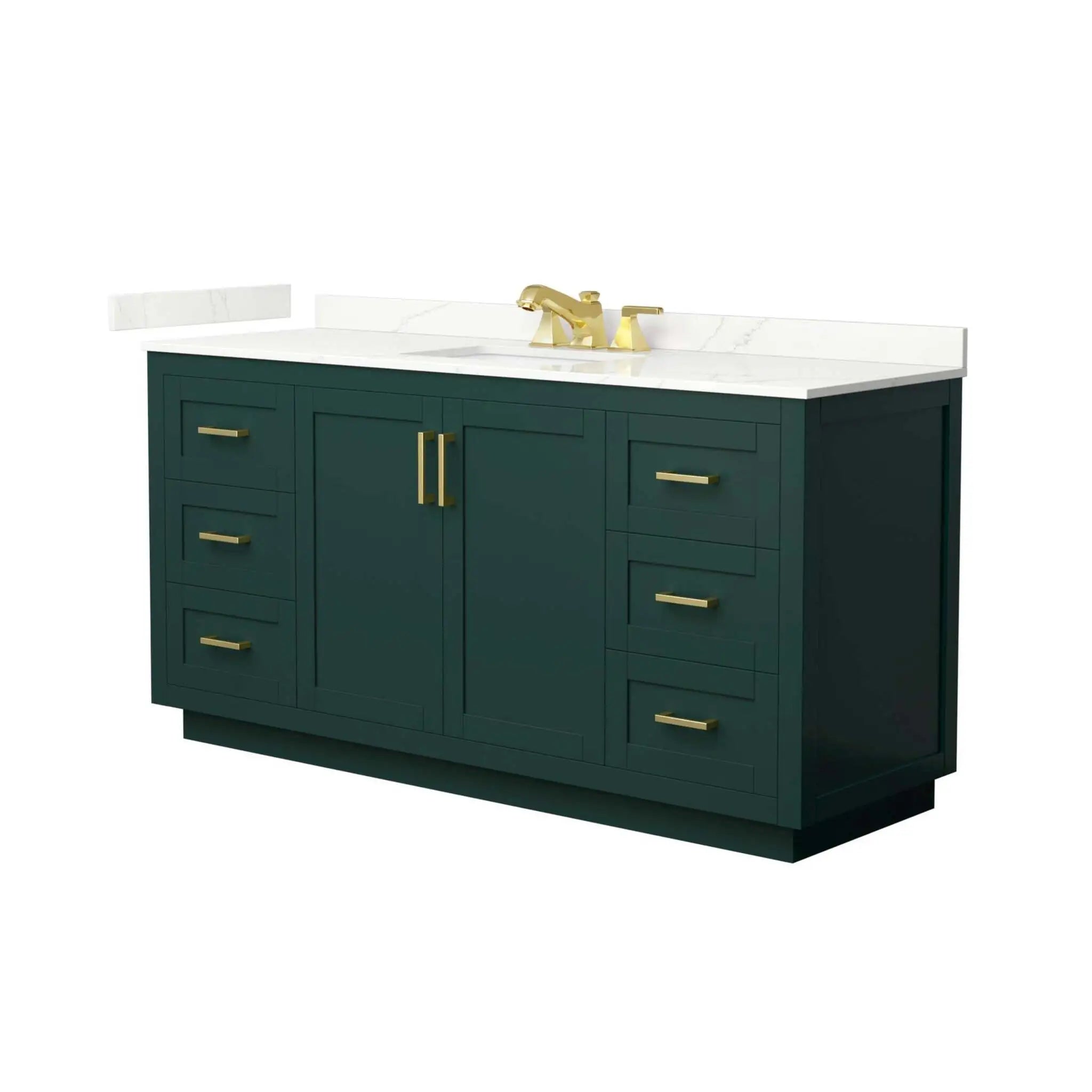 66" Miranda Single Bathroom Vanity in Green with Brushed Gold Trim by Wyndham