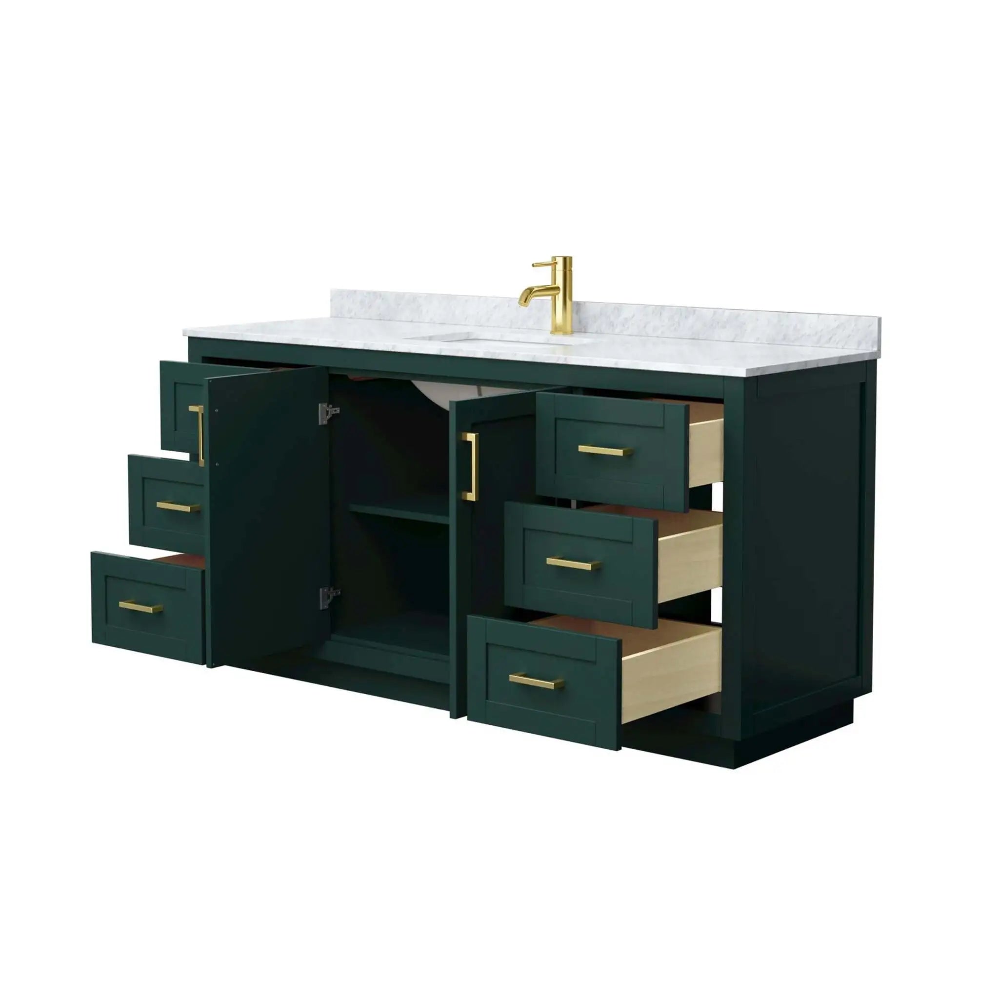 66" Miranda Single Bathroom Vanity in Green with Brushed Gold Trim by Wyndham