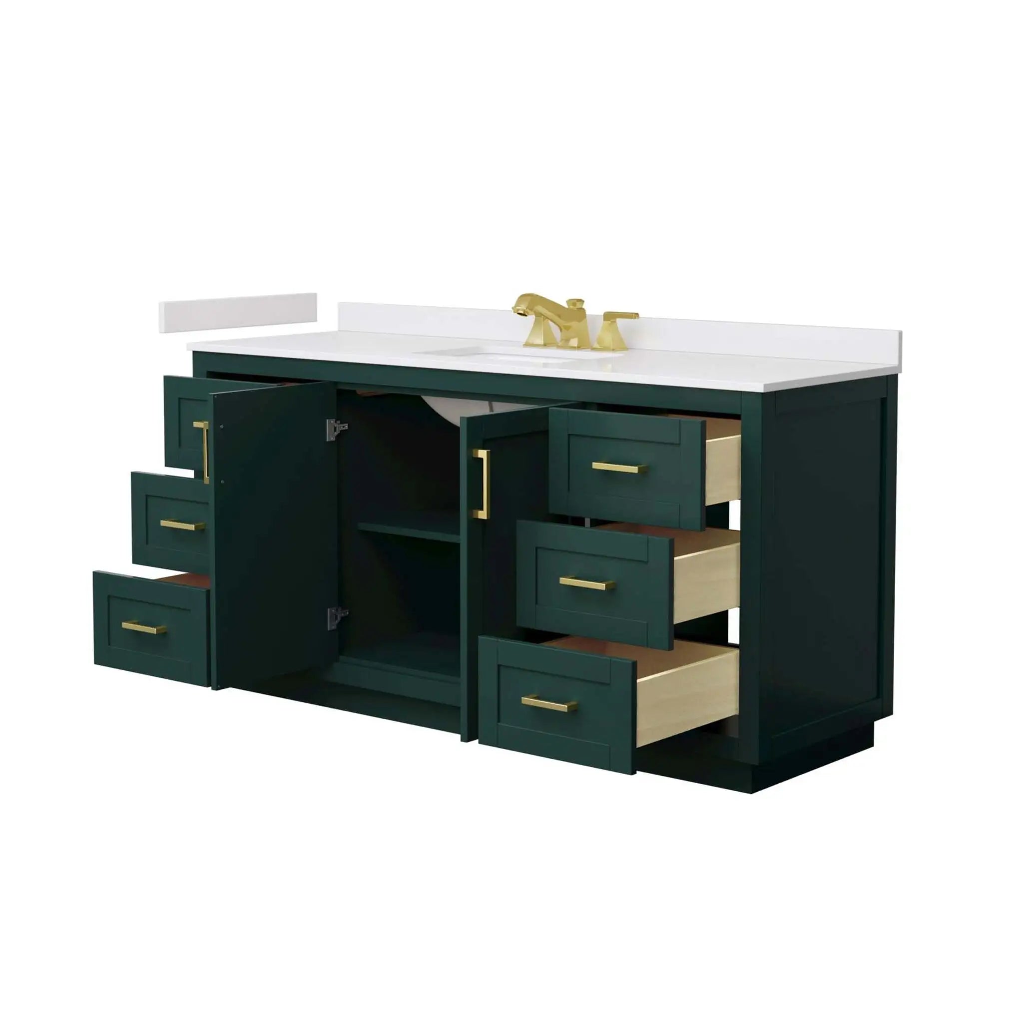 66" Miranda Single Bathroom Vanity in Green with Brushed Gold Trim by Wyndham