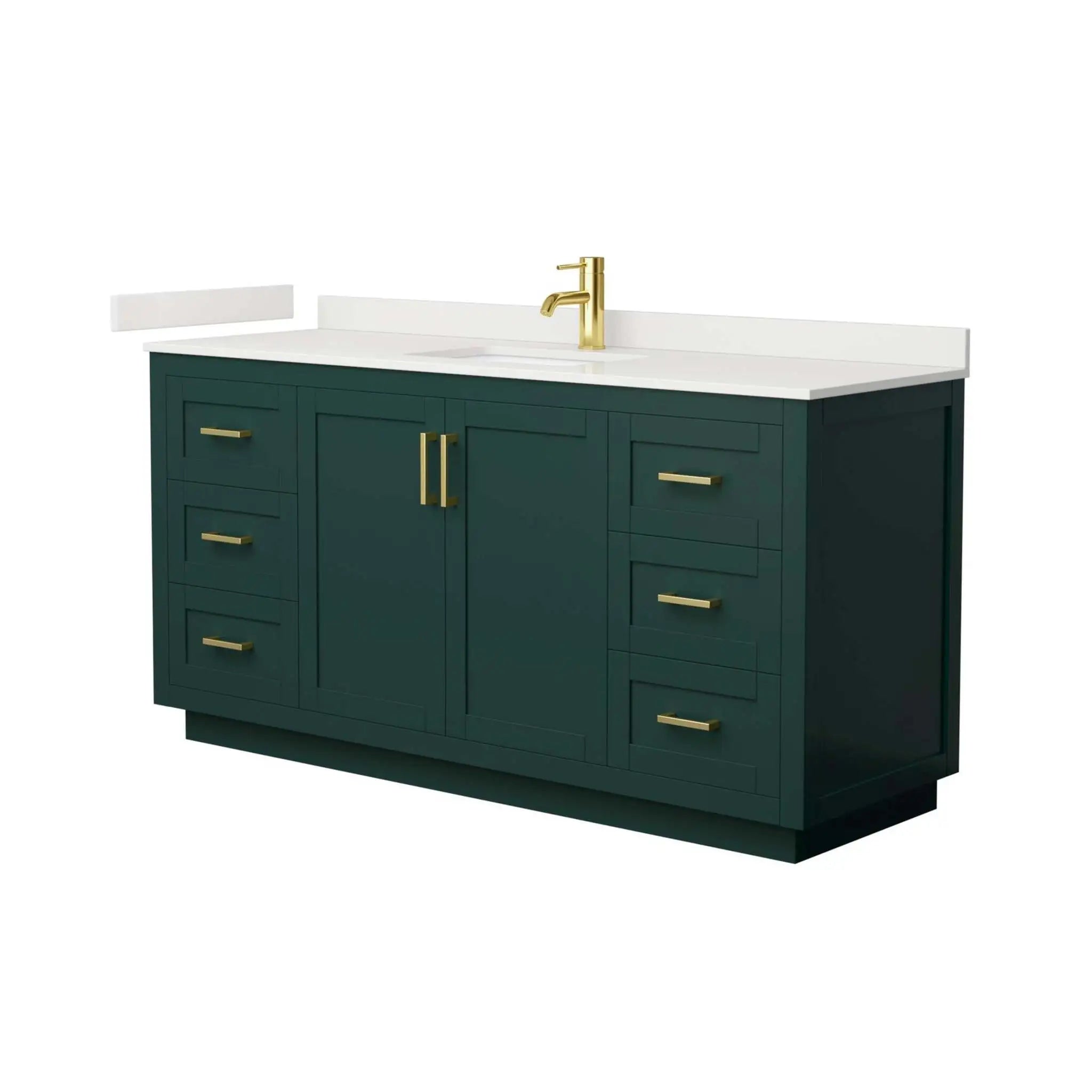 66" Miranda Single Bathroom Vanity in Green with Brushed Gold Trim by Wyndham