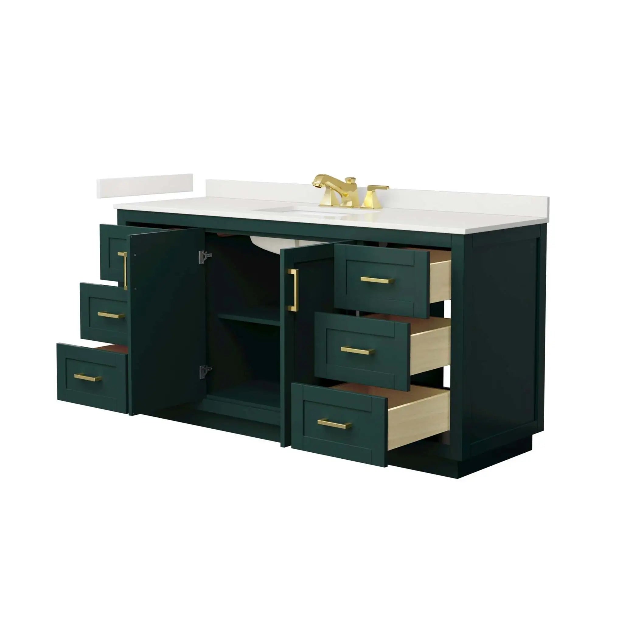66" Miranda Single Bathroom Vanity in Green with Brushed Gold Trim by Wyndham