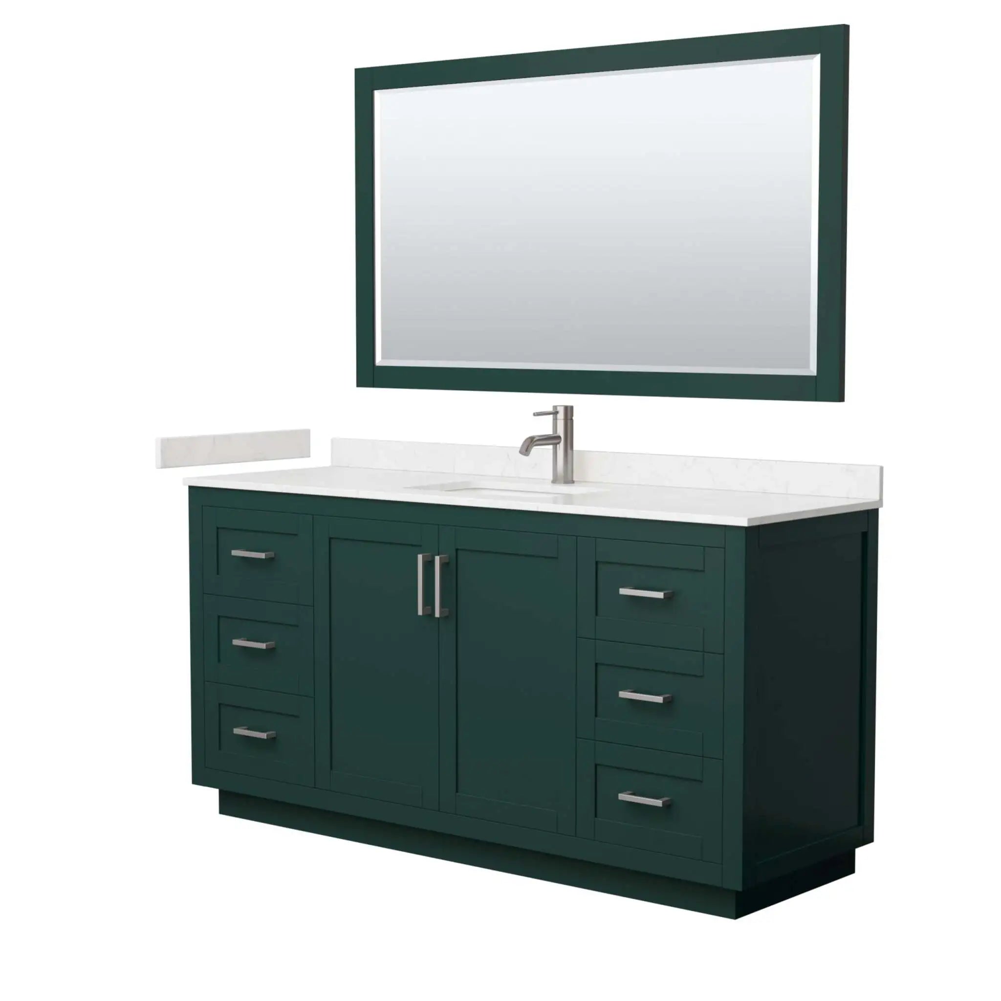 66" Miranda Single Bathroom Vanity in Green with Brushed Nickel Trim & 58" Mirror by Wyndham