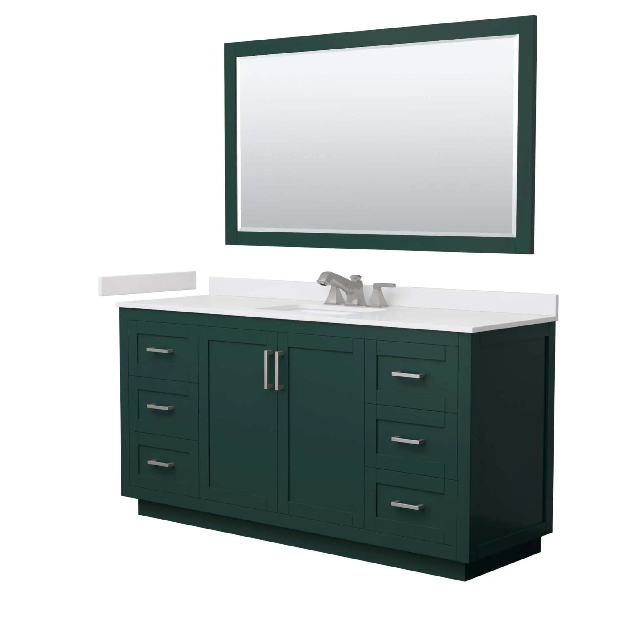 66" Miranda Single Bathroom Vanity in Green with Brushed Nickel Trim & 58" Mirror by Wyndham