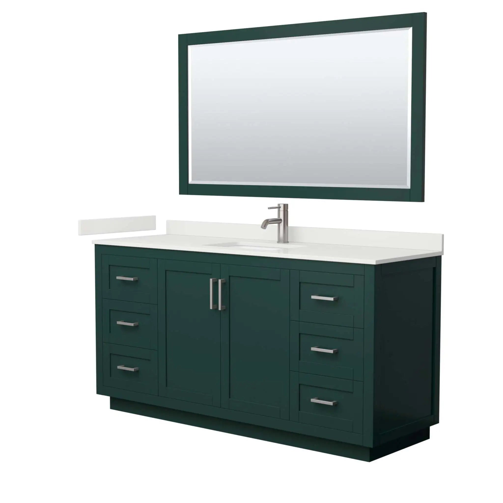 66" Miranda Single Bathroom Vanity in Green with Brushed Nickel Trim & 58" Mirror by Wyndham