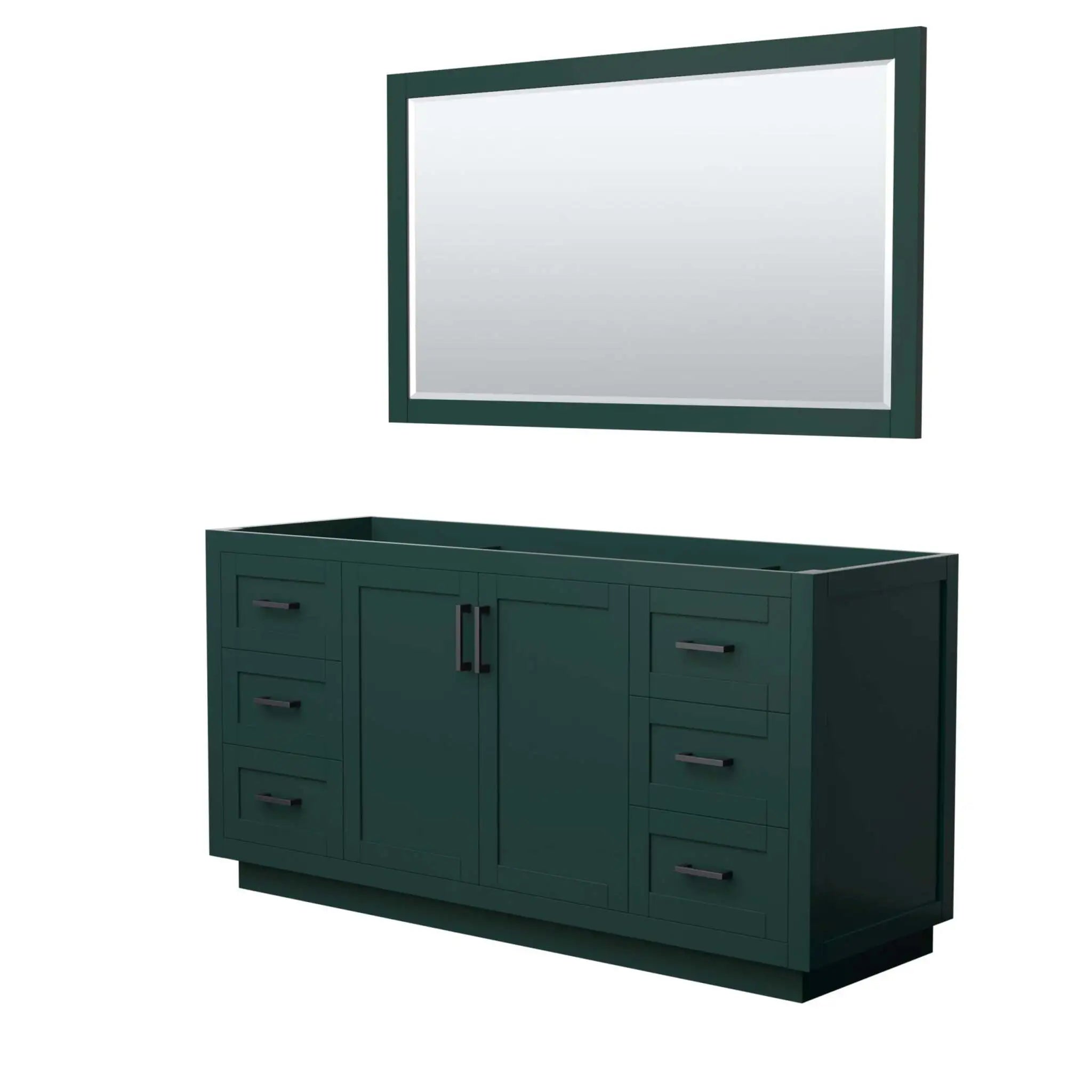66" Miranda Single Bathroom Vanity in Green with Matte Black Trim & 58" Mirror by Wyndham