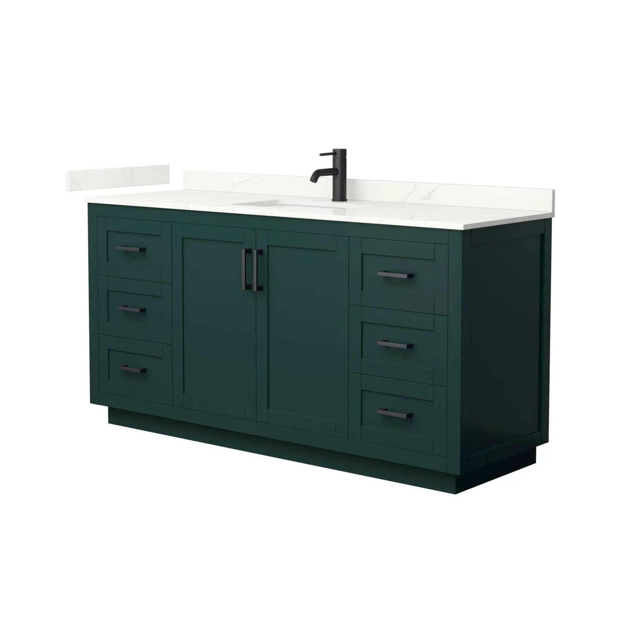 66" Miranda Single Bathroom Vanity in Green with Matte Black Trim by Wyndham