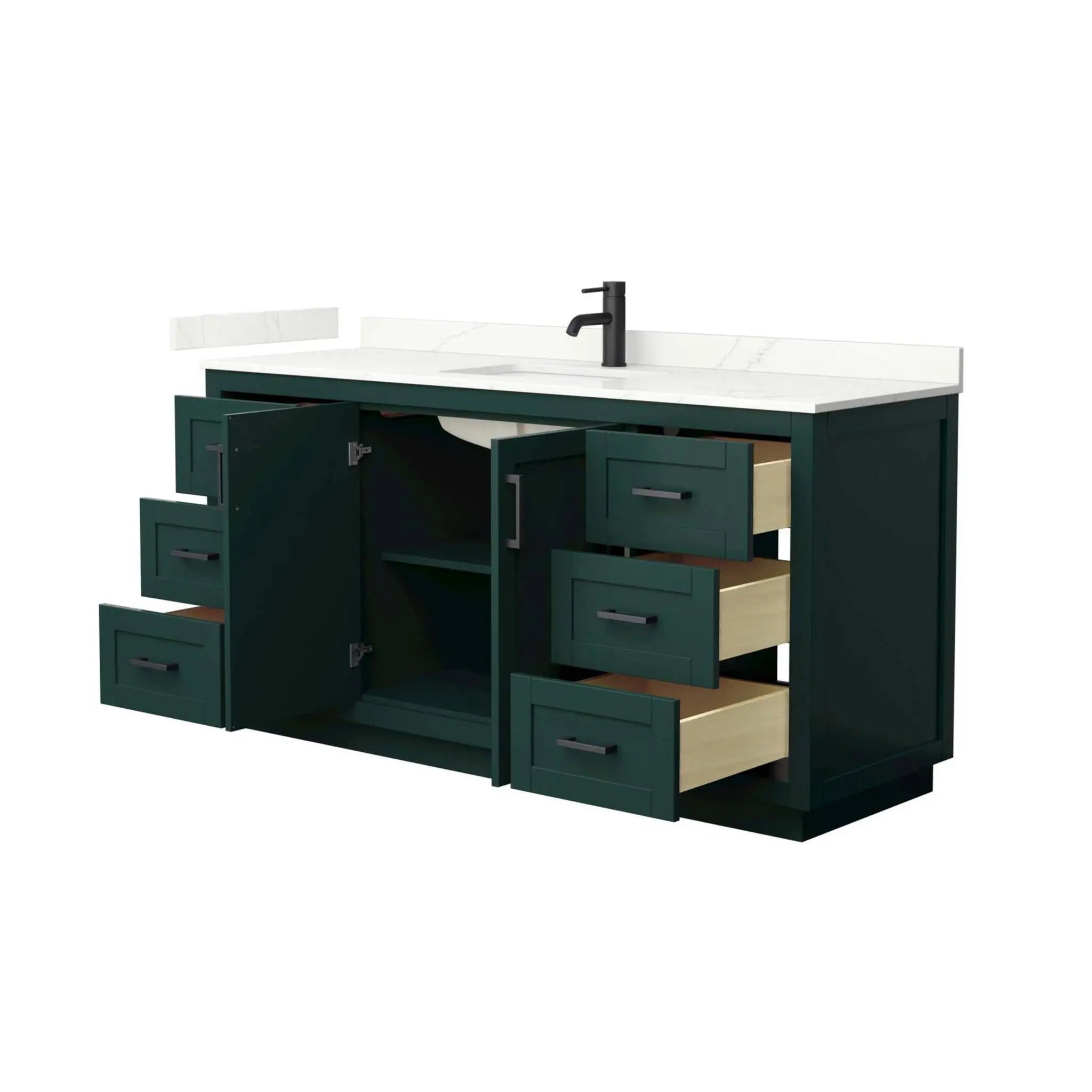 66" Miranda Single Bathroom Vanity in Green with Matte Black Trim by Wyndham