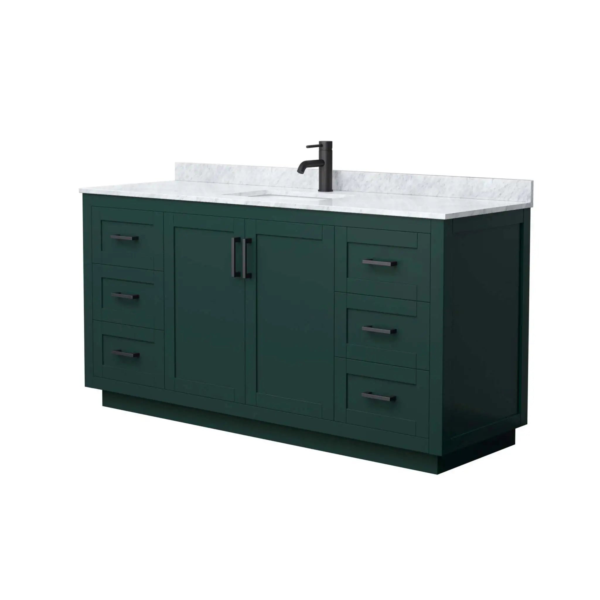 66" Miranda Single Bathroom Vanity in Green with Matte Black Trim by Wyndham