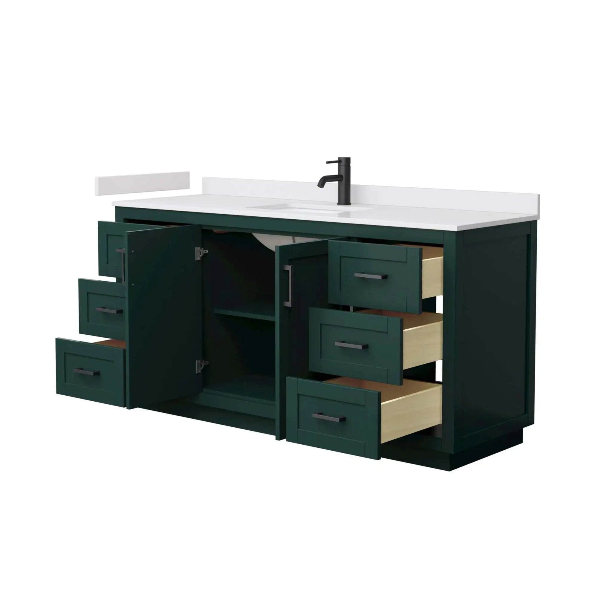 66" Miranda Single Bathroom Vanity in Green with Matte Black Trim by Wyndham