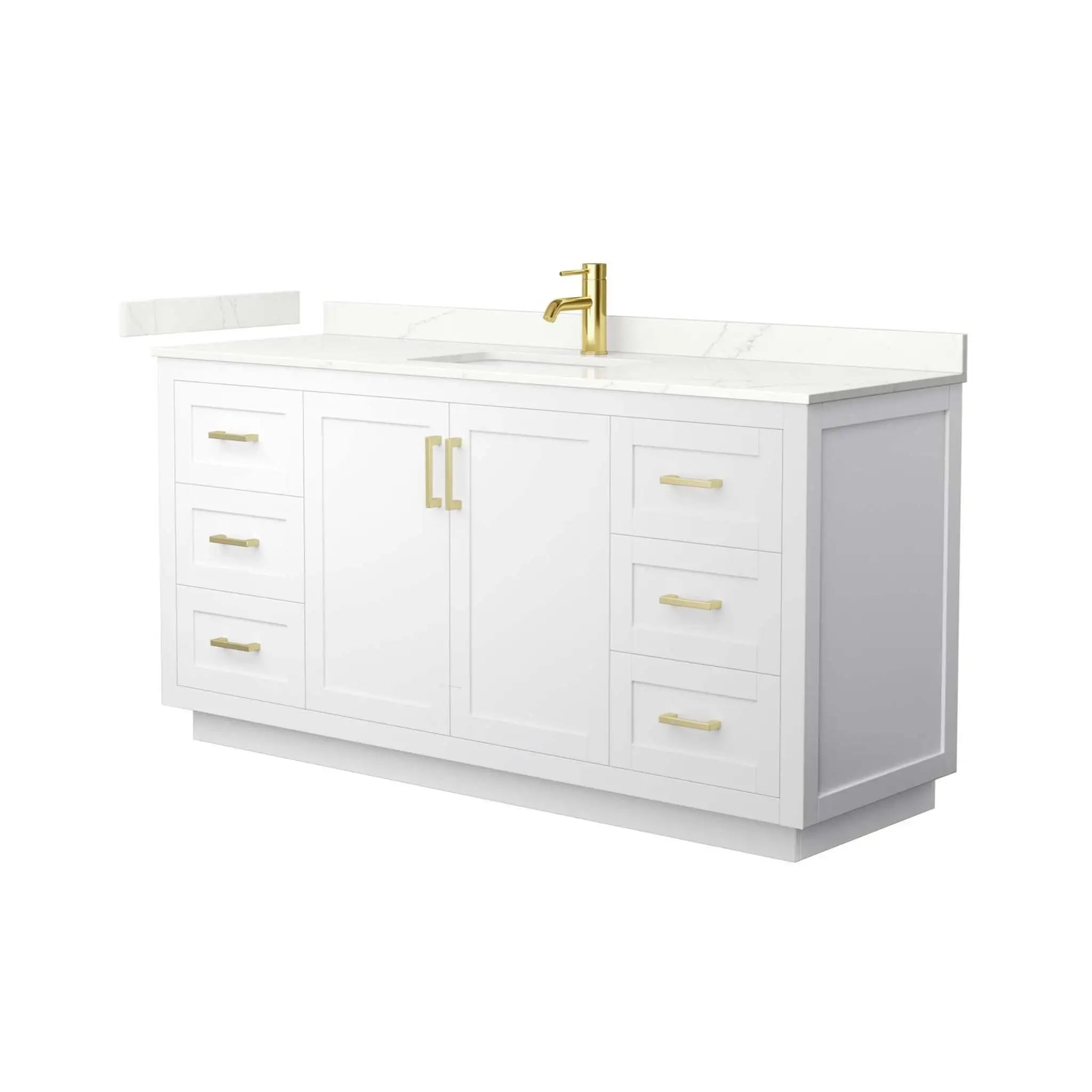 66" Miranda Single Bathroom Vanity in White with Brushed Gold Trim by Wyndham