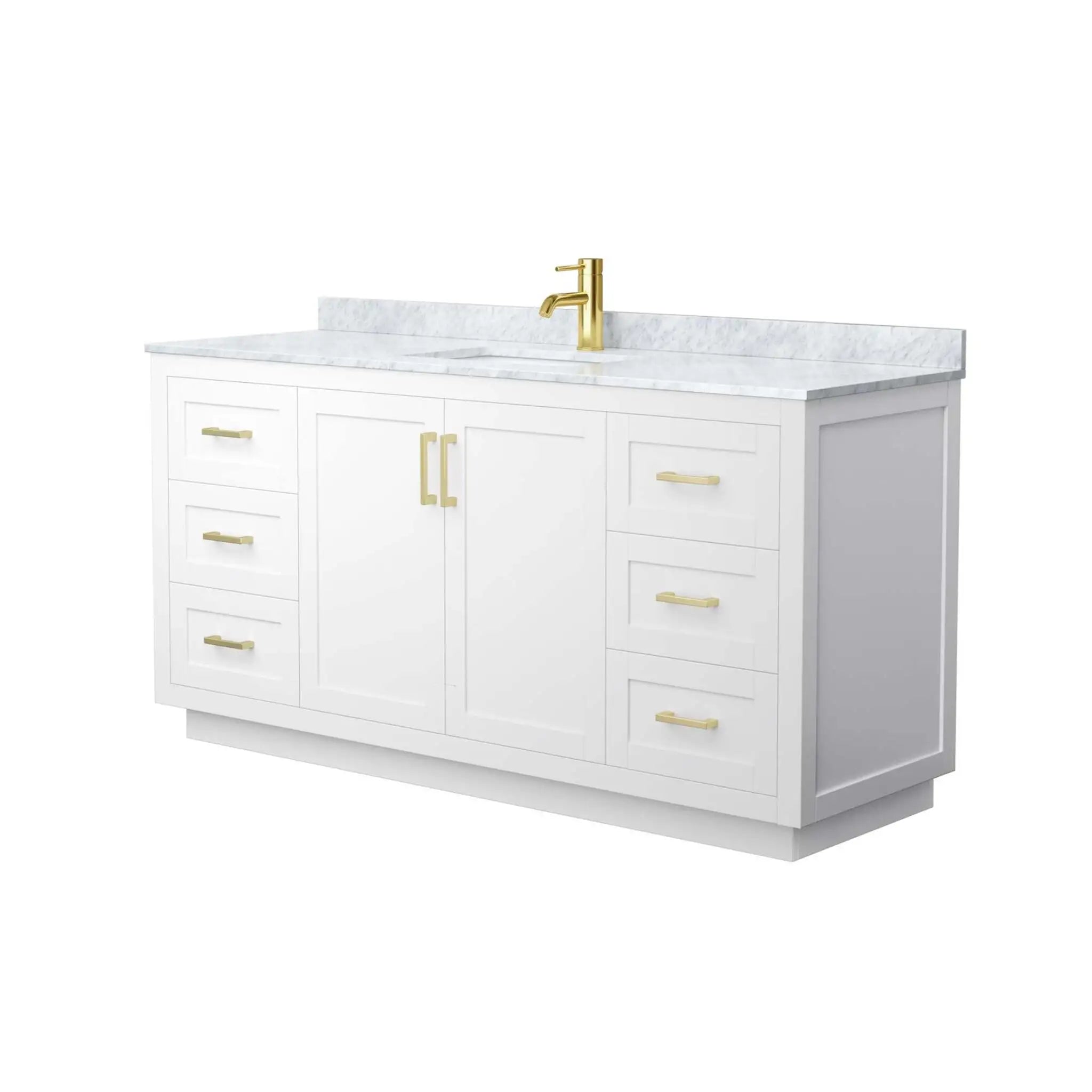 66" Miranda Single Bathroom Vanity in White with Brushed Gold Trim by Wyndham