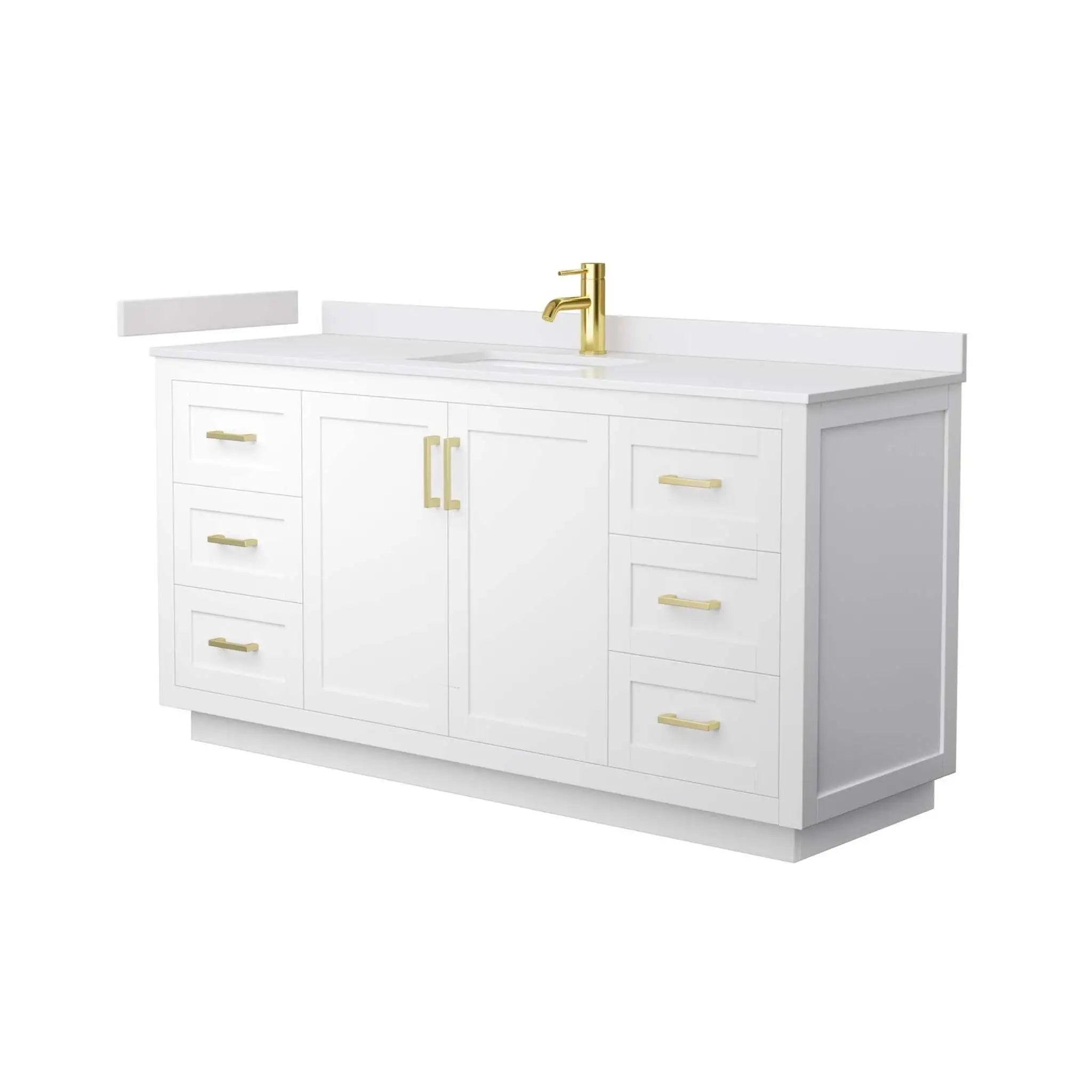 66" Miranda Single Bathroom Vanity in White with Brushed Gold Trim by Wyndham