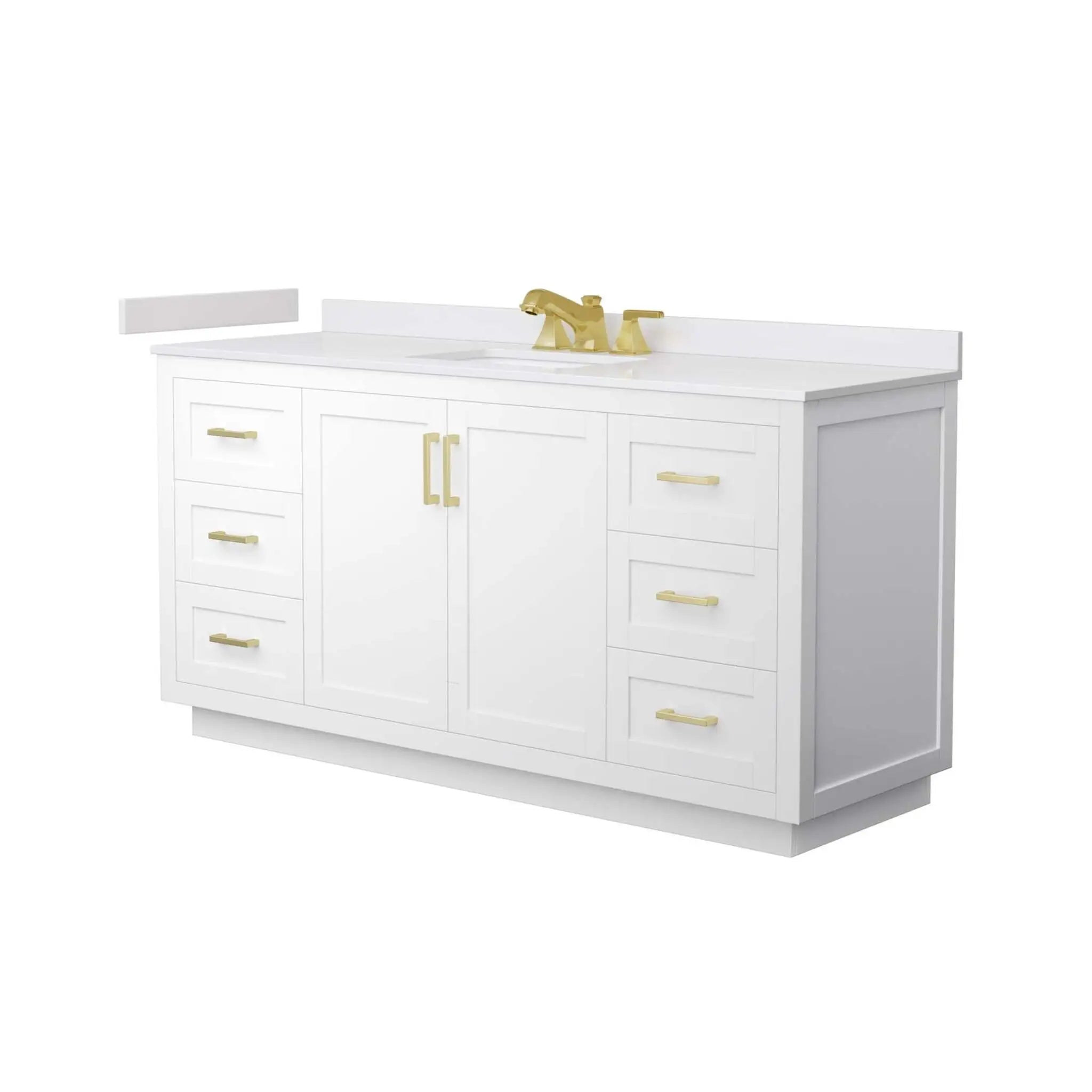 66" Miranda Single Bathroom Vanity in White with Brushed Gold Trim by Wyndham