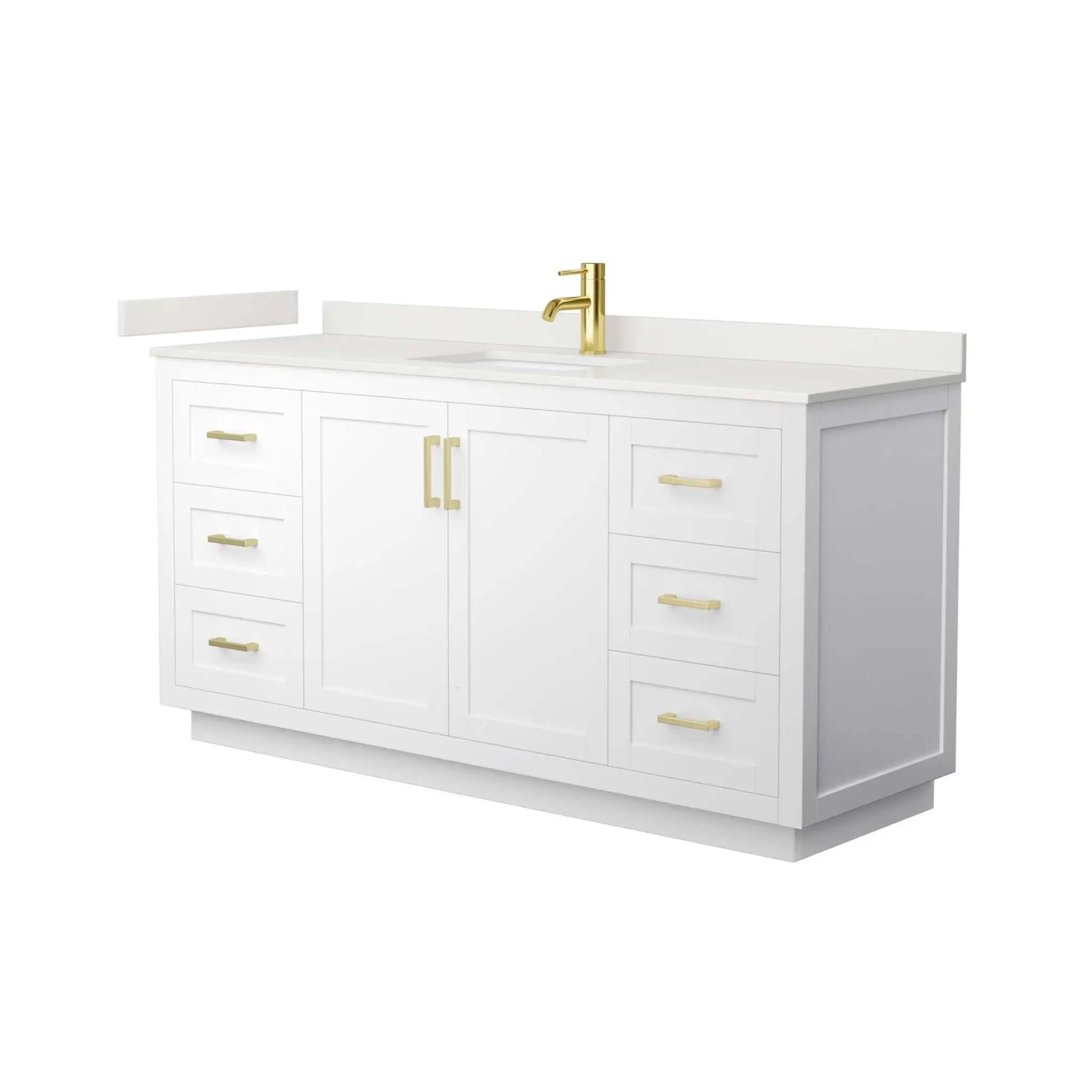 66" Miranda Single Bathroom Vanity in White with Brushed Gold Trim by Wyndham