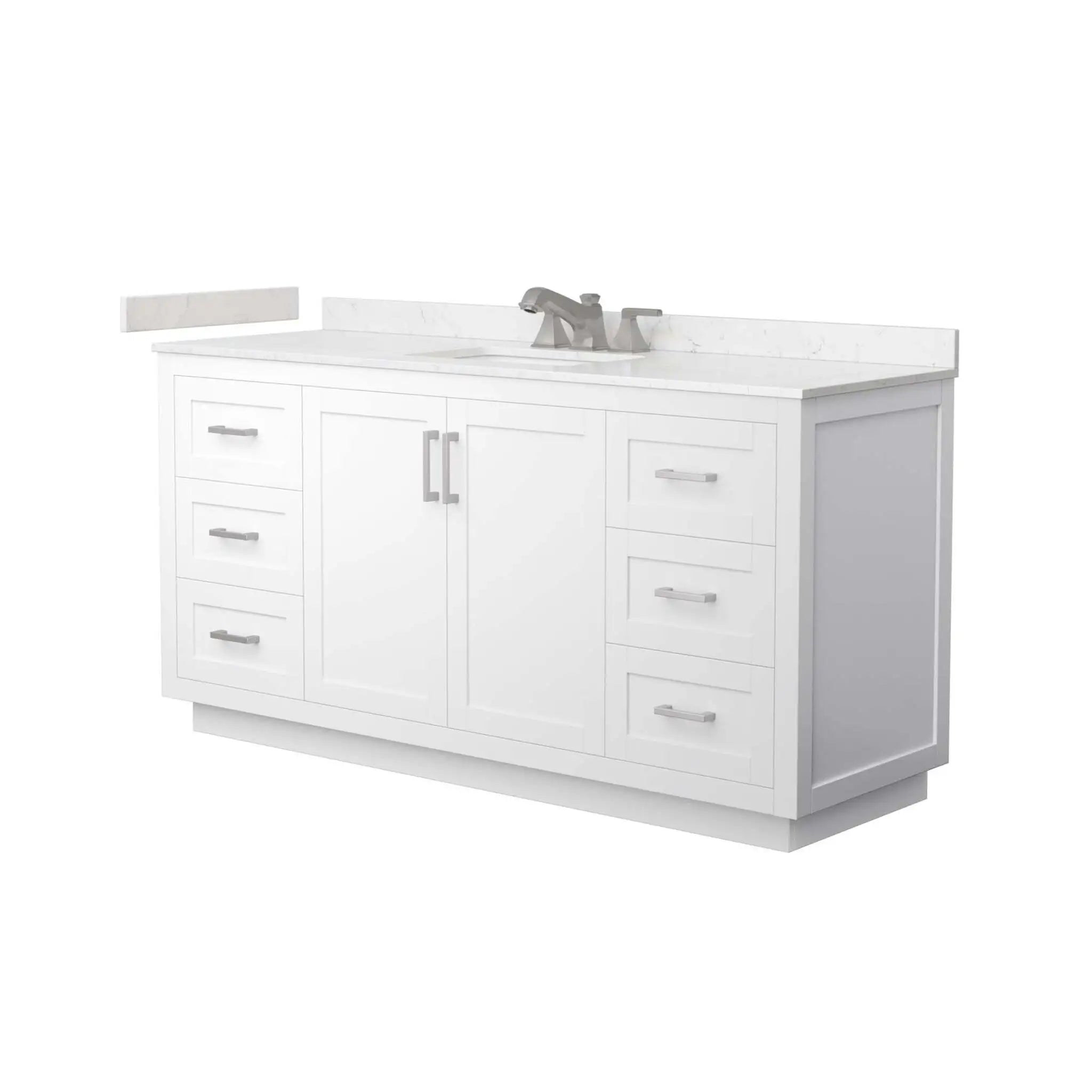 66" Miranda Single Bathroom Vanity in White with Brushed Nickel Trim by Wyndham