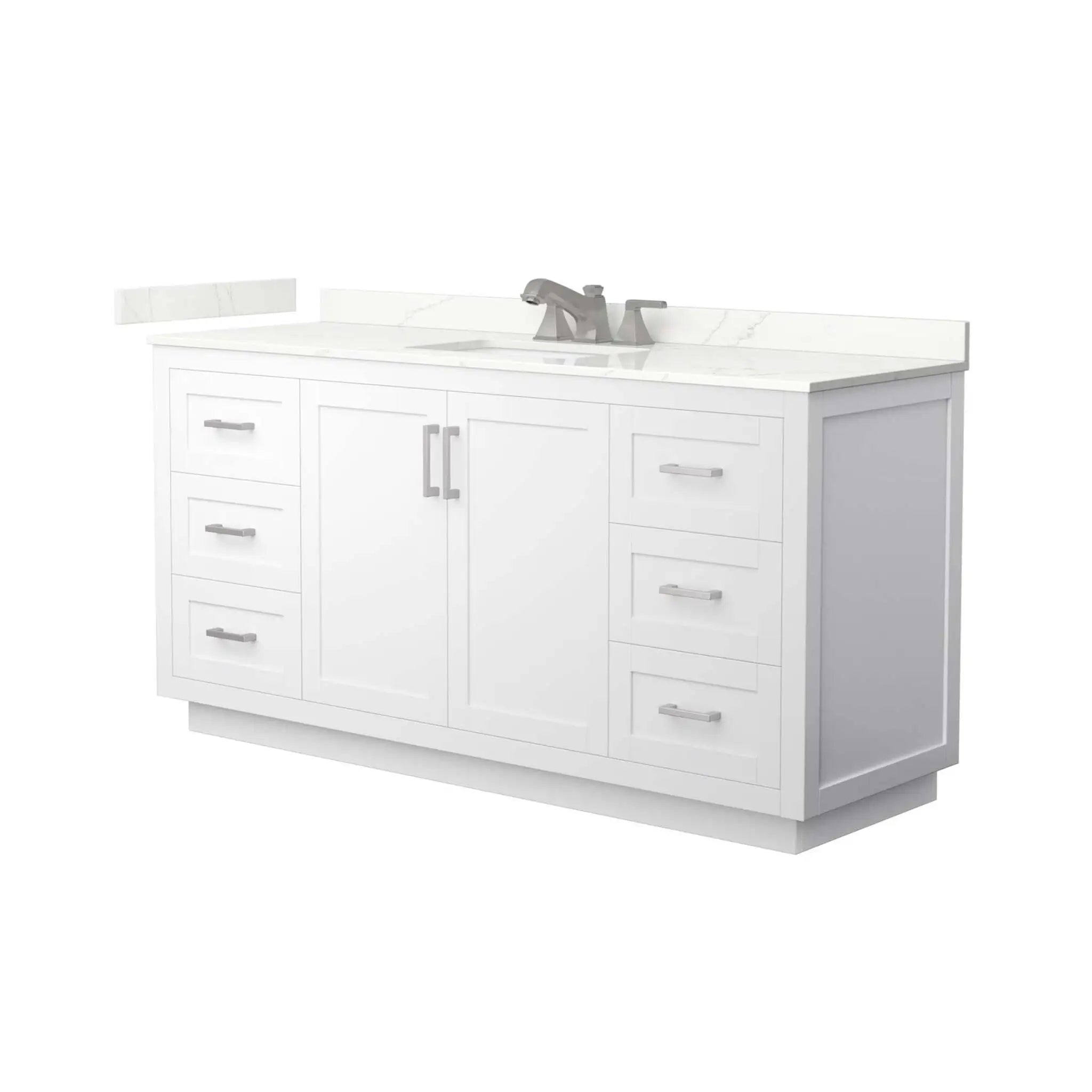 66" Miranda Single Bathroom Vanity in White with Brushed Nickel Trim by Wyndham