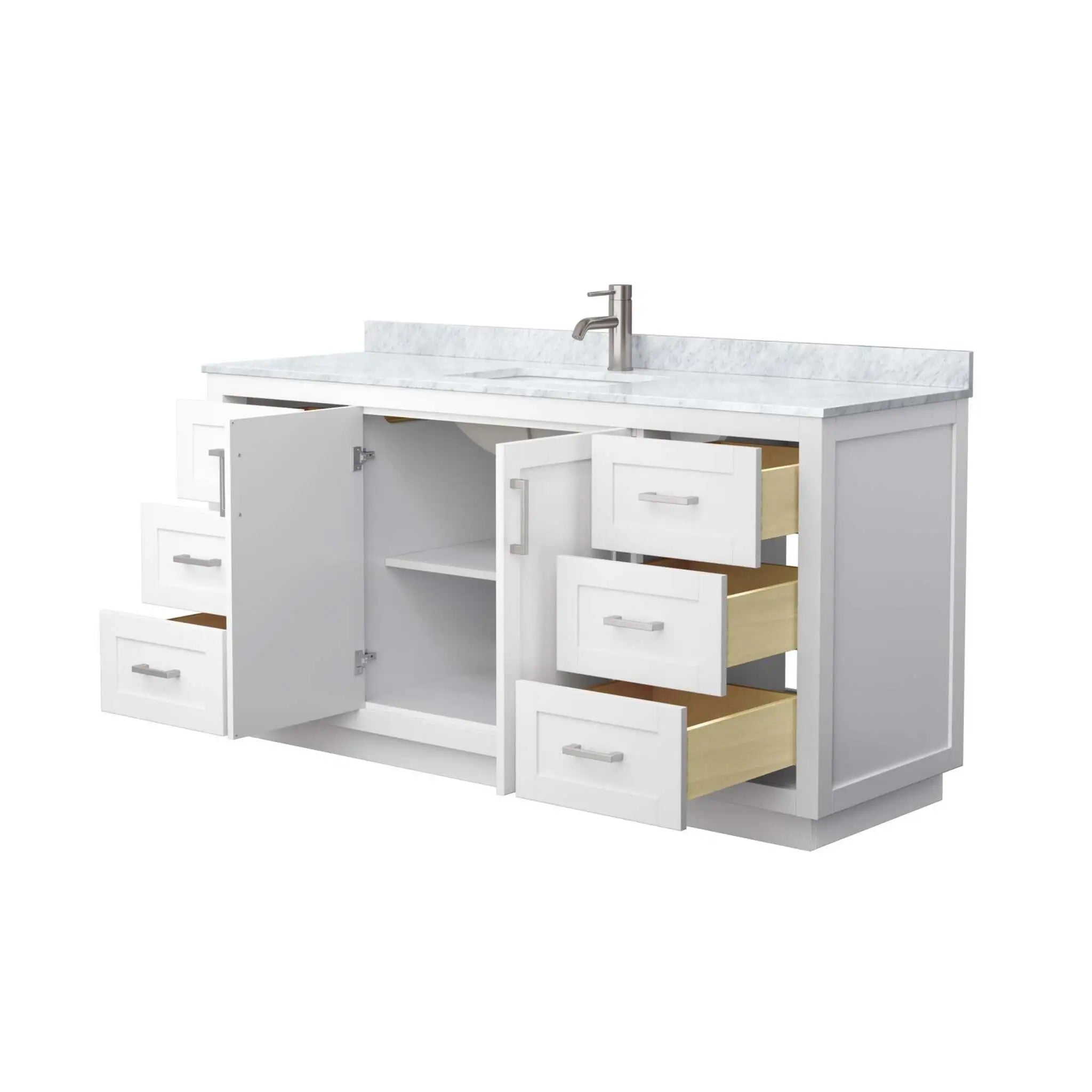 66" Miranda Single Bathroom Vanity in White with Brushed Nickel Trim by Wyndham