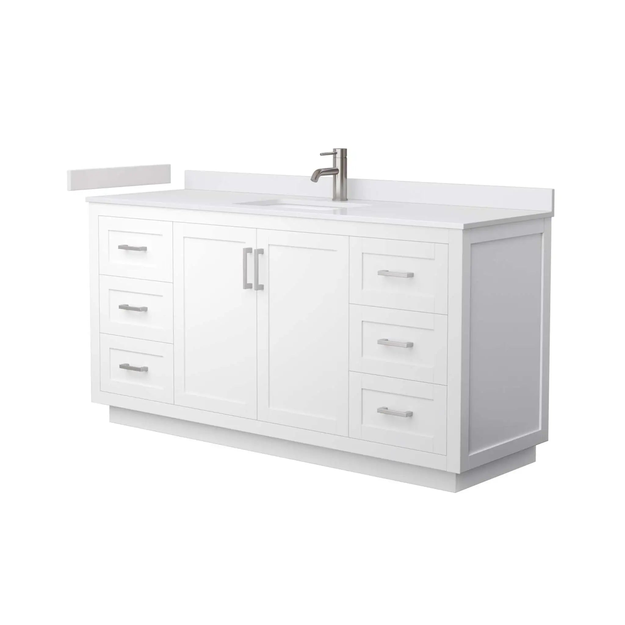 66" Miranda Single Bathroom Vanity in White with Brushed Nickel Trim by Wyndham