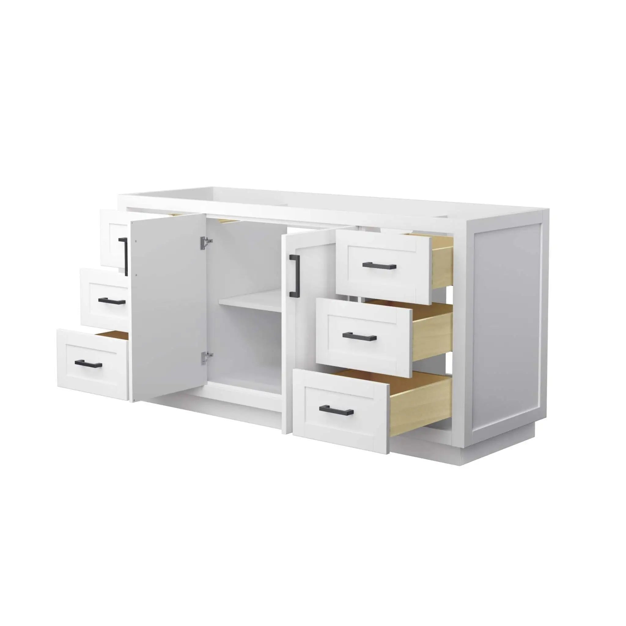 66" Miranda Single Bathroom Vanity in White with Matte Black Trim by Wyndham