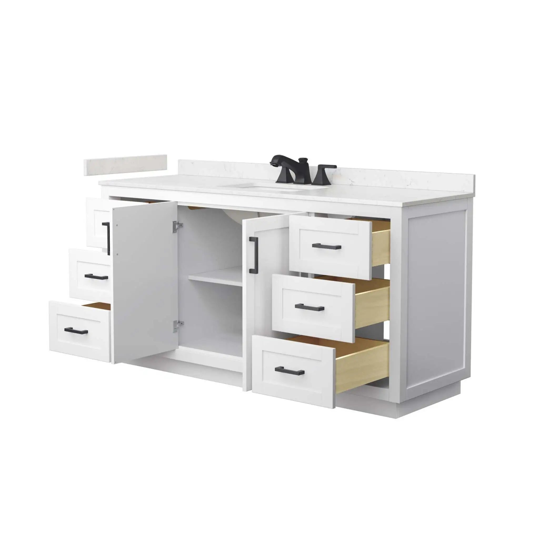 66" Miranda Single Bathroom Vanity in White with Matte Black Trim by Wyndham