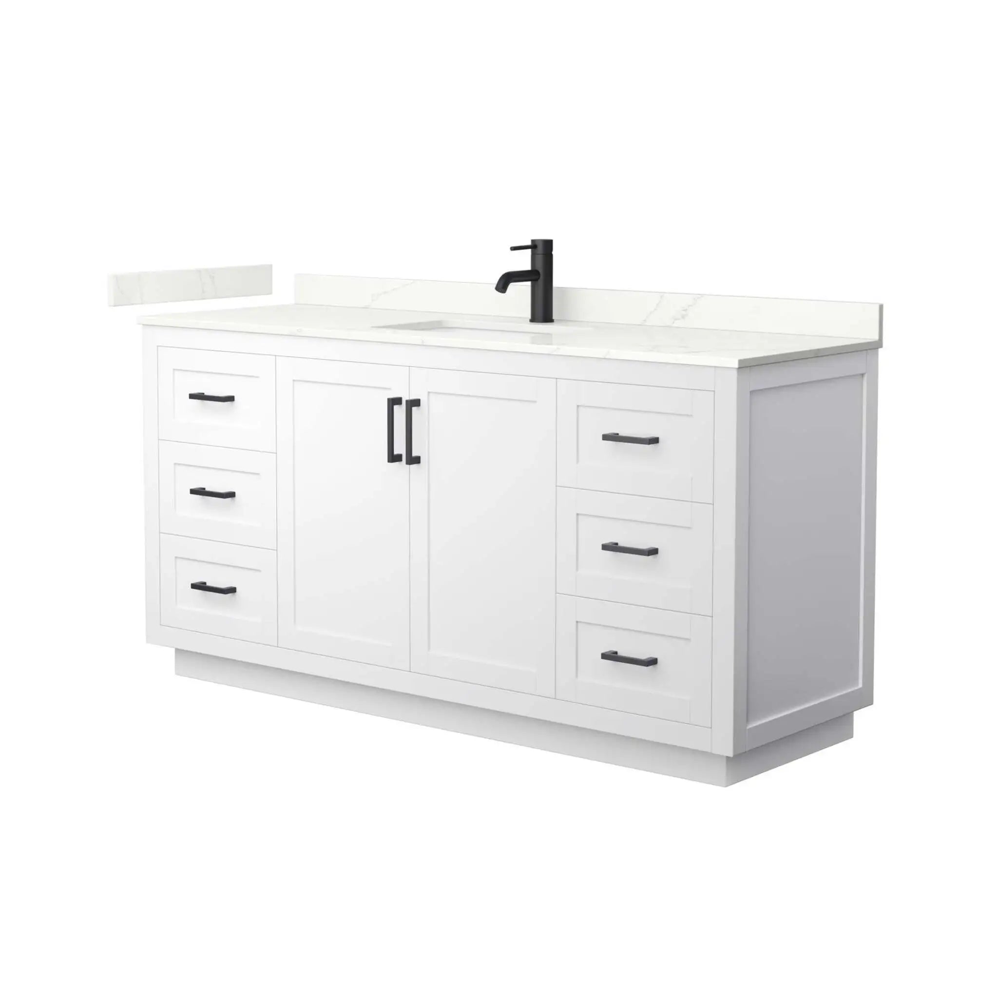 66" Miranda Single Bathroom Vanity in White with Matte Black Trim by Wyndham