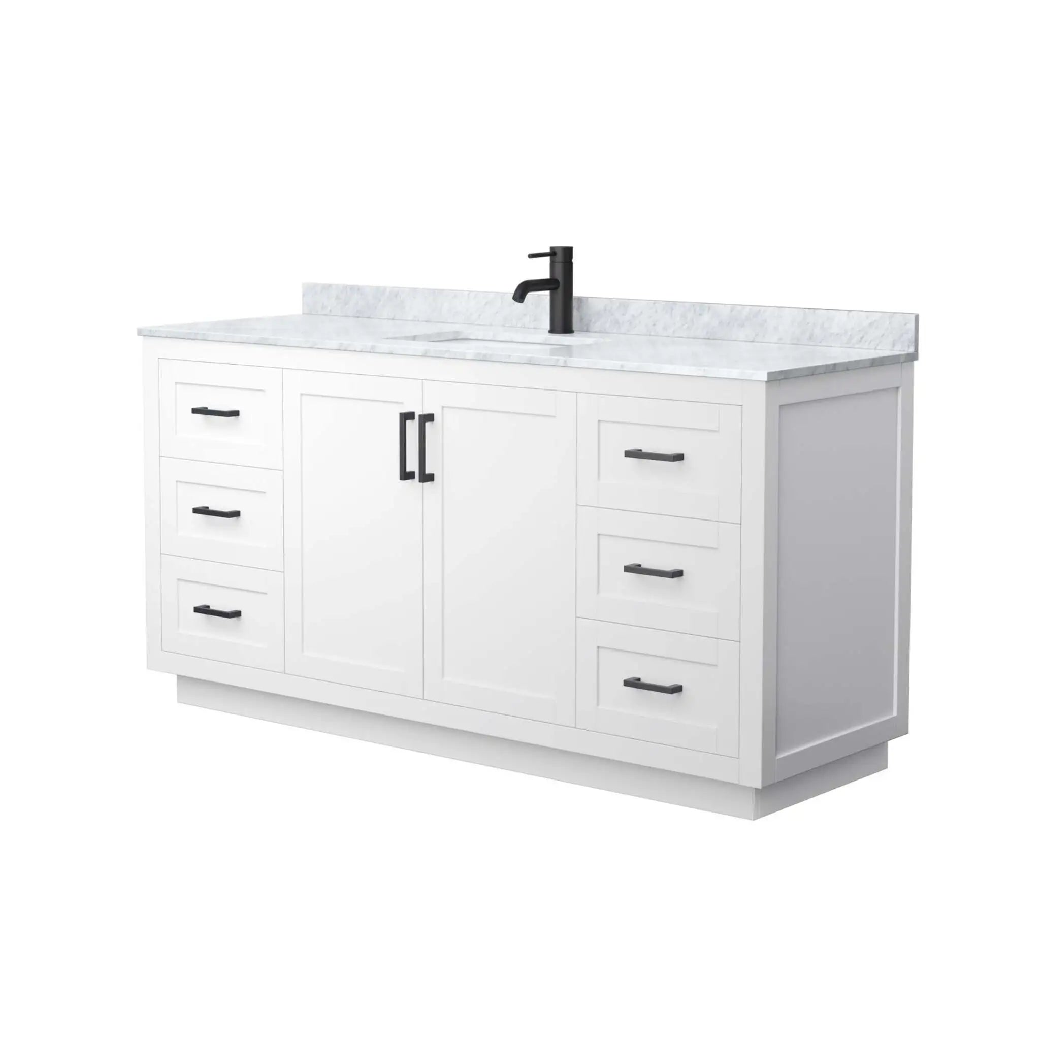 66" Miranda Single Bathroom Vanity in White with Matte Black Trim by Wyndham
