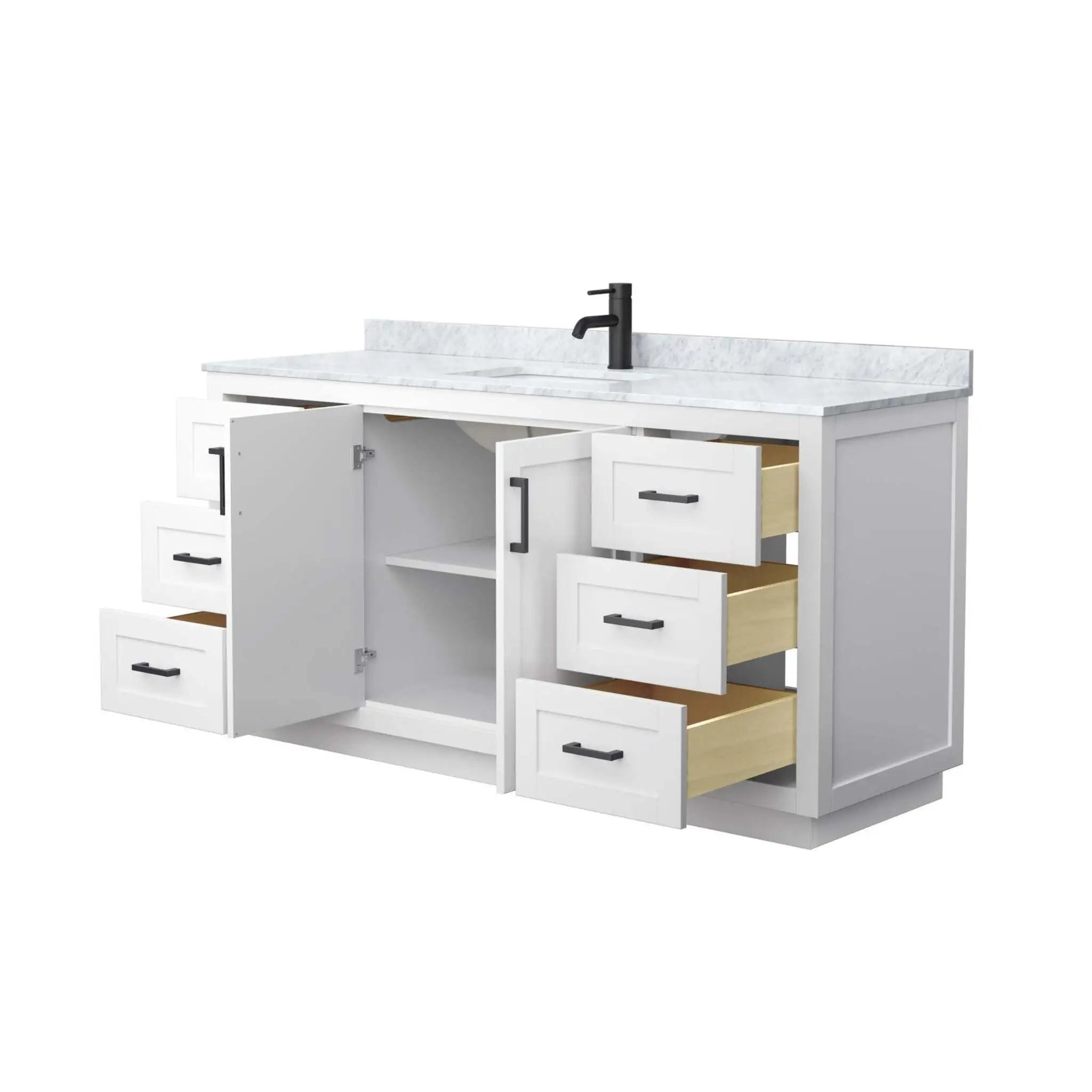 66" Miranda Single Bathroom Vanity in White with Matte Black Trim by Wyndham