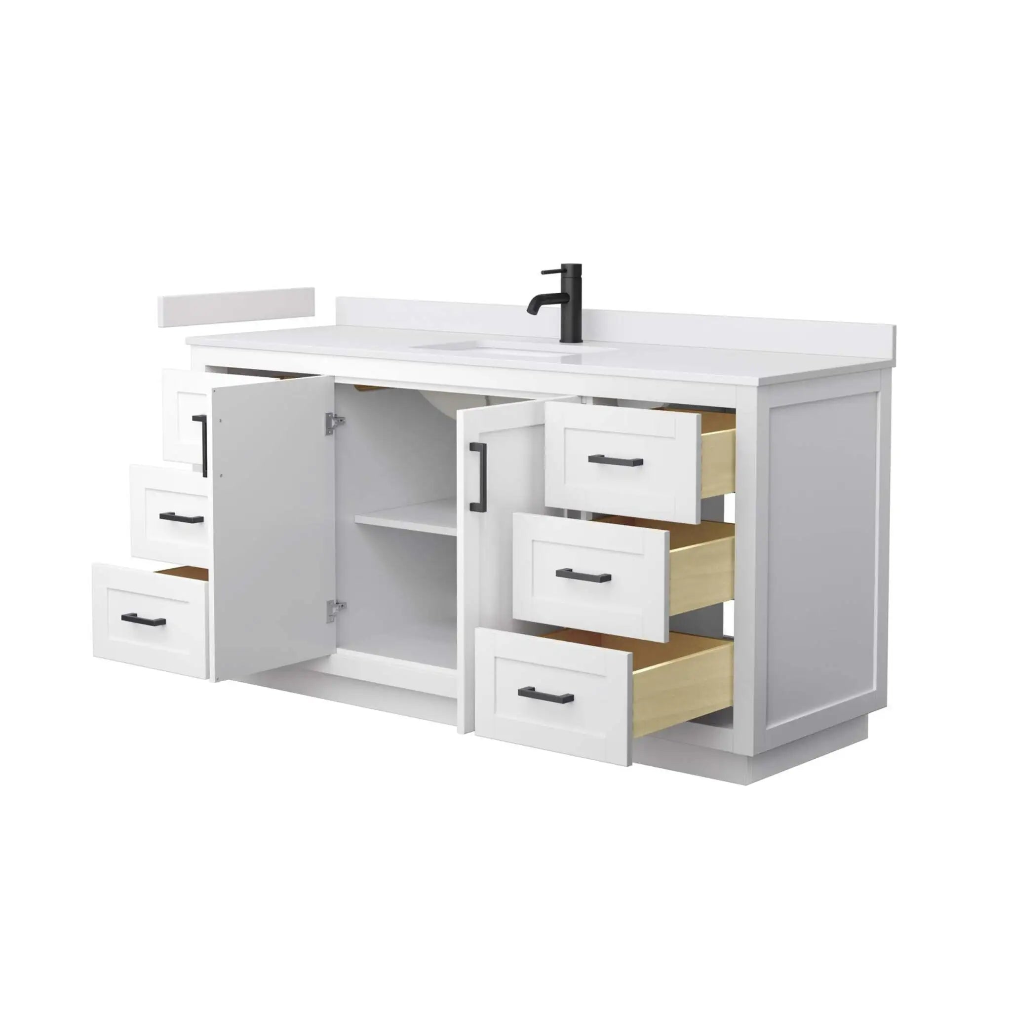 66" Miranda Single Bathroom Vanity in White with Matte Black Trim by Wyndham
