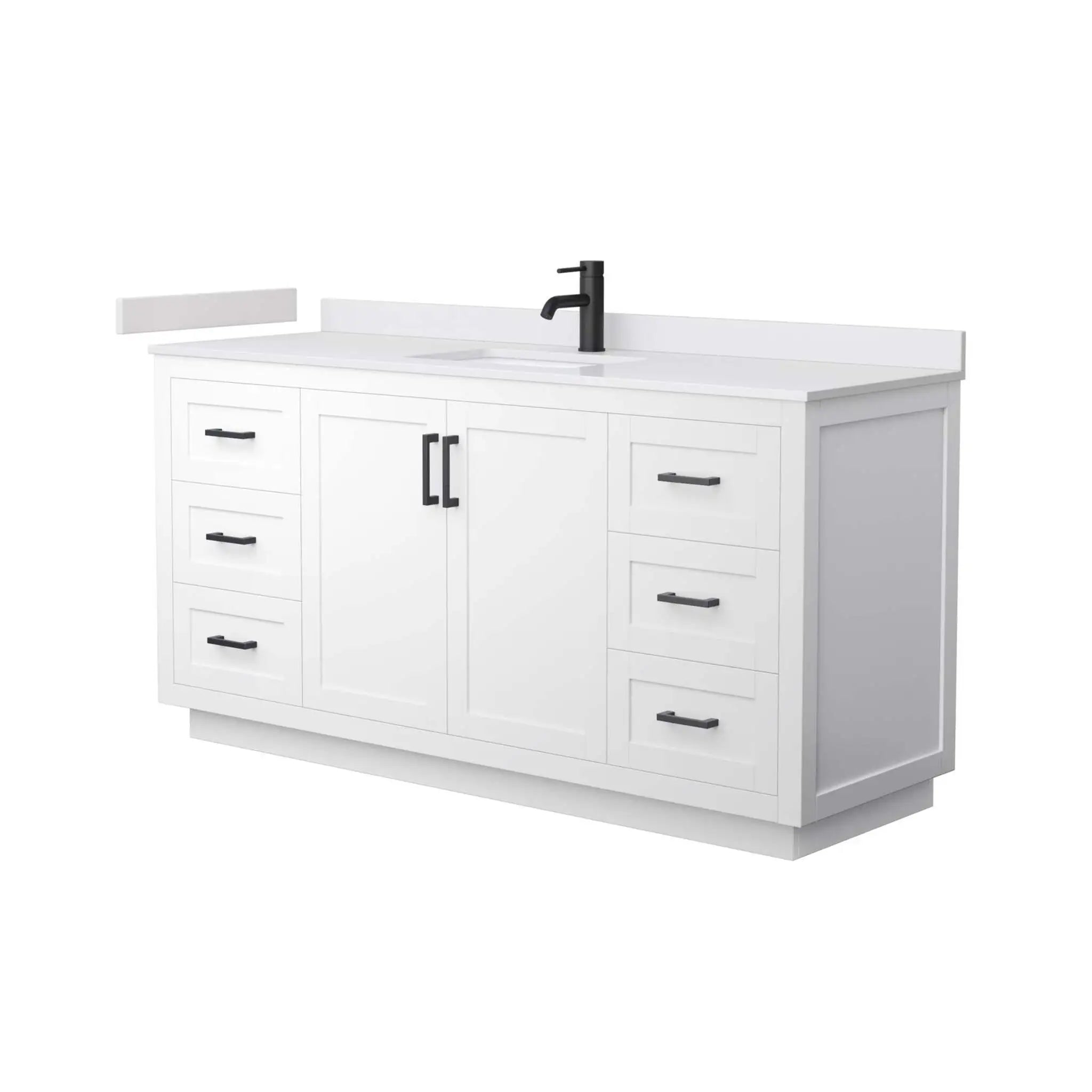 66" Miranda Single Bathroom Vanity in White with Matte Black Trim by Wyndham