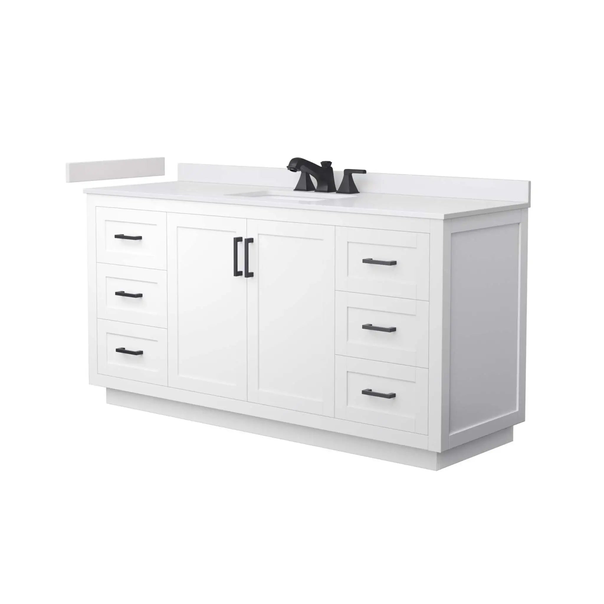 66" Miranda Single Bathroom Vanity in White with Matte Black Trim by Wyndham