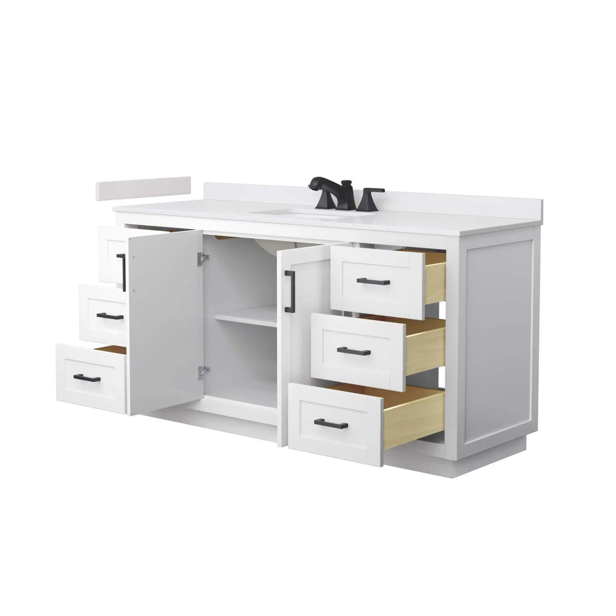 66" Miranda Single Bathroom Vanity in White with Matte Black Trim by Wyndham