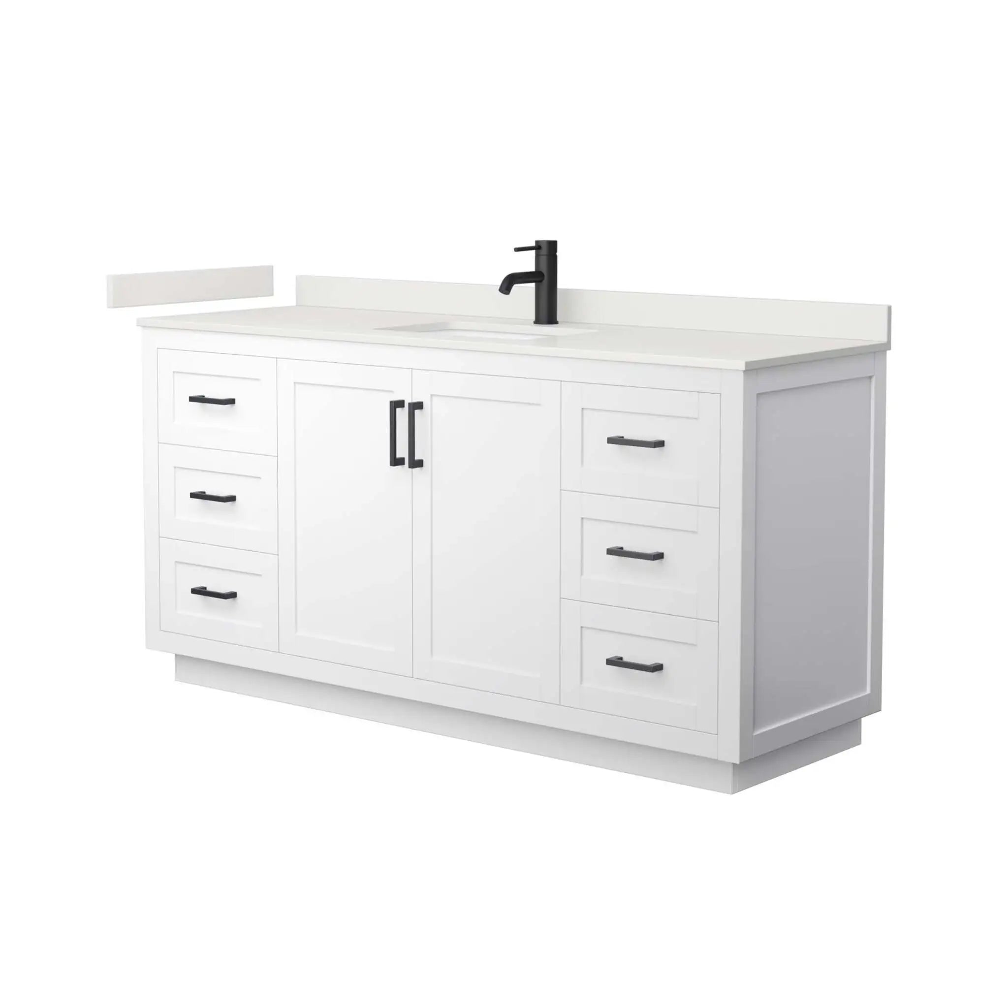 66" Miranda Single Bathroom Vanity in White with Matte Black Trim by Wyndham
