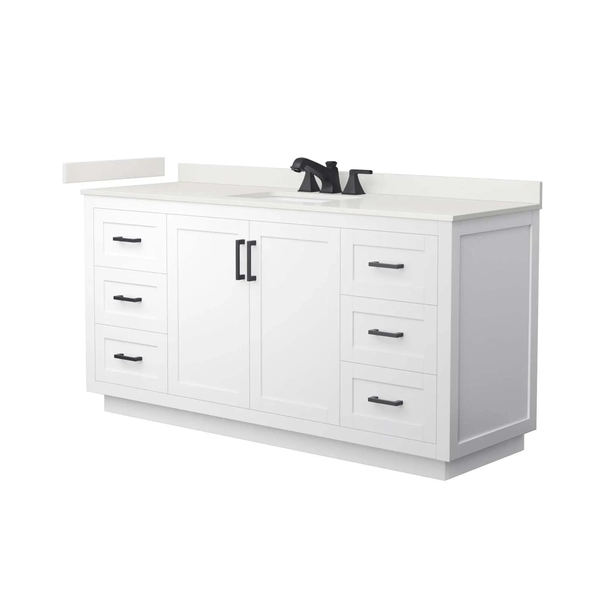 66" Miranda Single Bathroom Vanity in White with Matte Black Trim by Wyndham