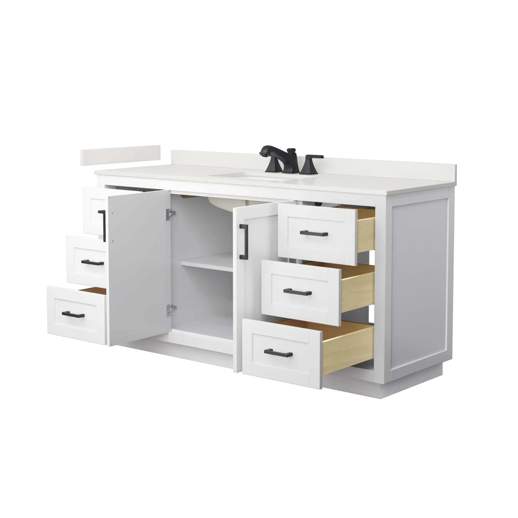 66" Miranda Single Bathroom Vanity in White with Matte Black Trim by Wyndham