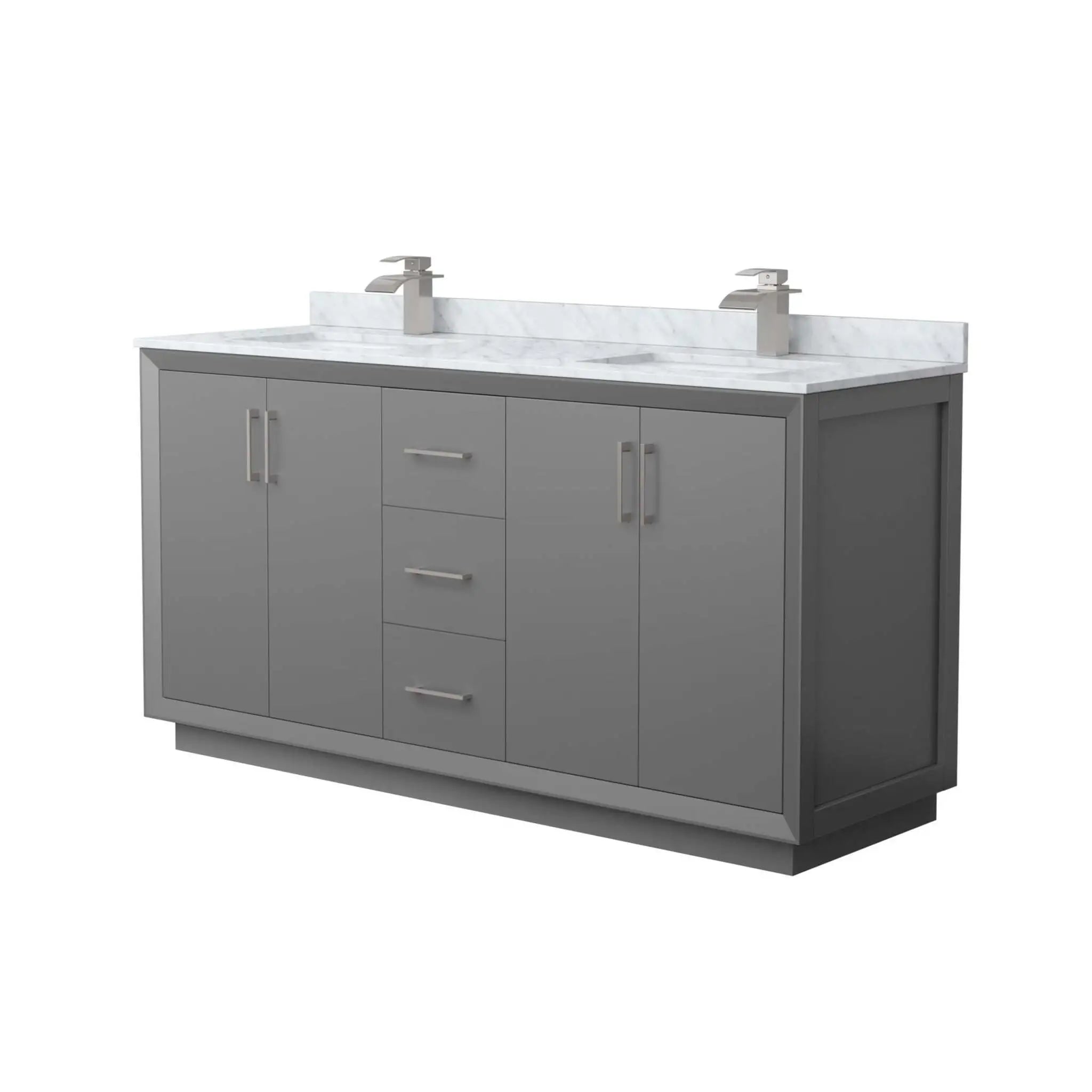 66" Strada Double Bathroom Vanity in Dark Gray with Brushed Nickel Trim by Wyndham