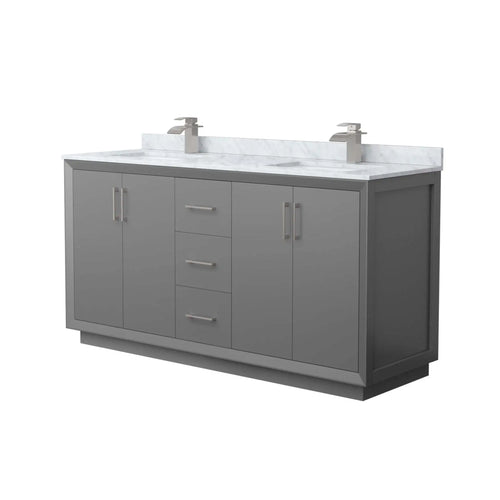66" Strada Double Bathroom Vanity in Dark Gray with Brushed Nickel Trim by Wyndham
