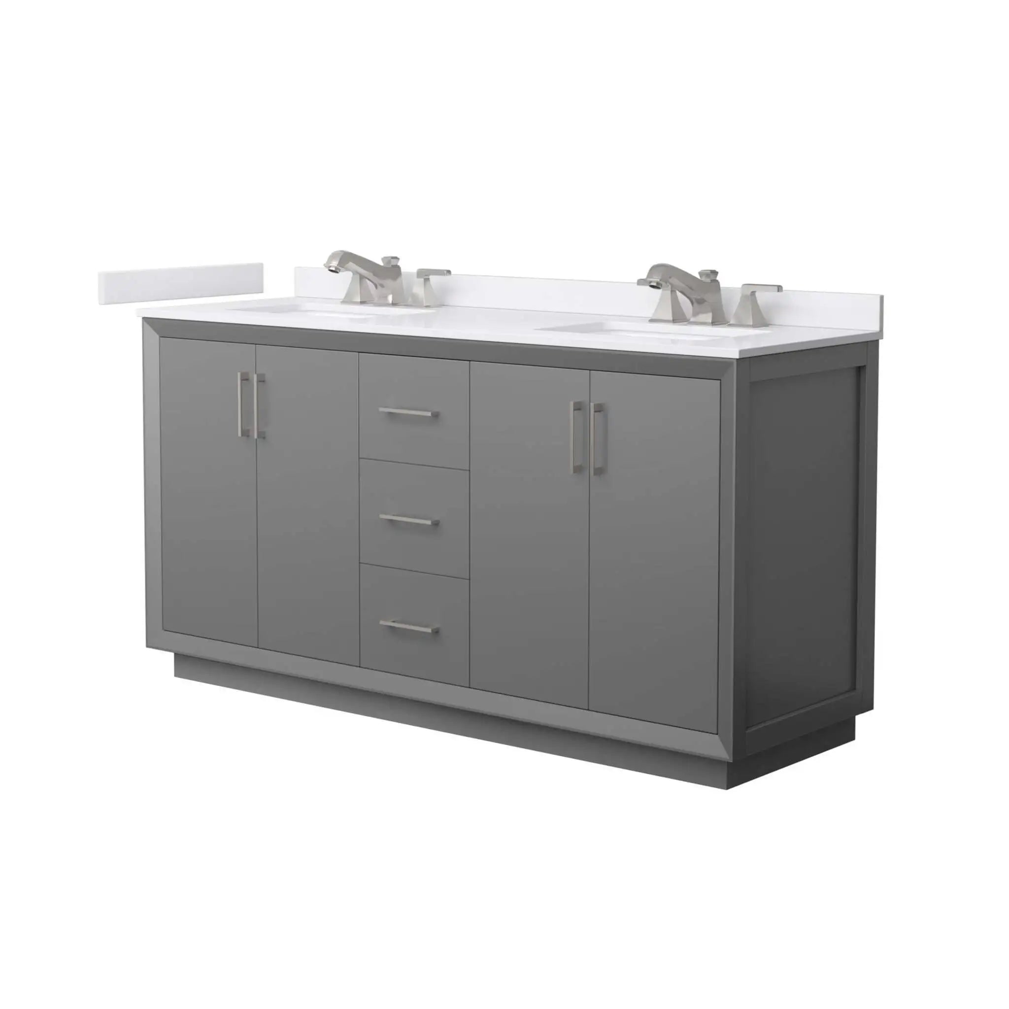 66" Strada Double Bathroom Vanity in Dark Gray with Brushed Nickel Trim by Wyndham