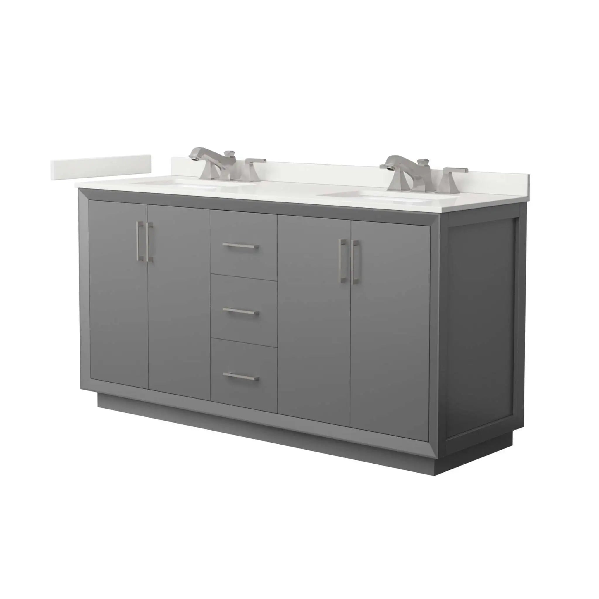 66" Strada Double Bathroom Vanity in Dark Gray with Brushed Nickel Trim by Wyndham
