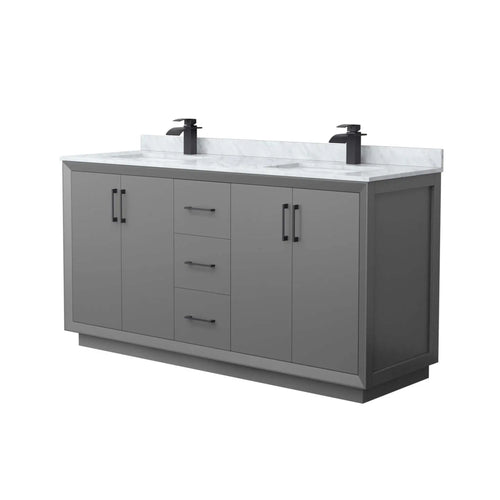 66" Strada Double Bathroom Vanity in Dark Gray with Matte Black Trim by Wyndham
