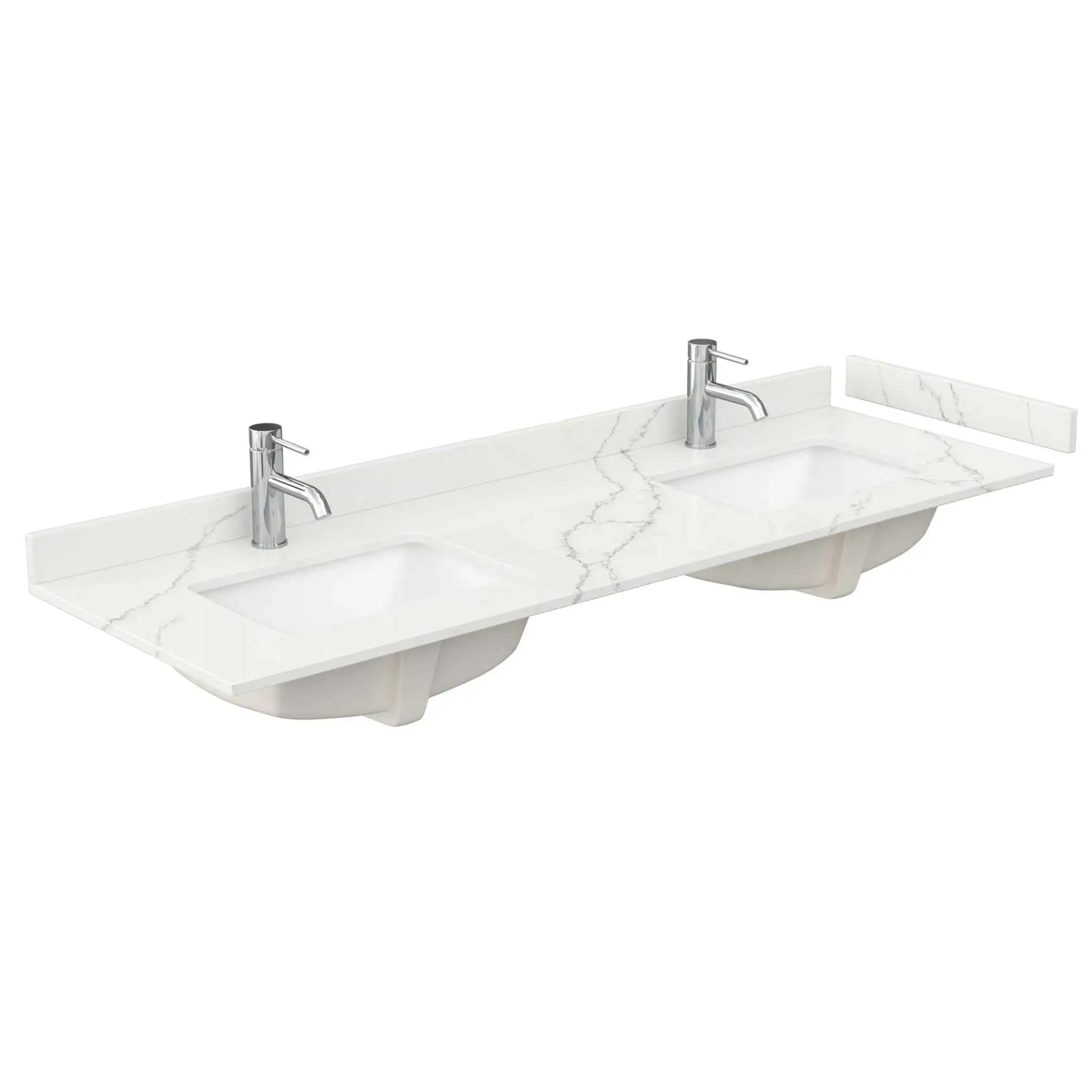66" Strada Double Bathroom Vanity in Dark Gray with Satin Bronze Trim by Wyndham