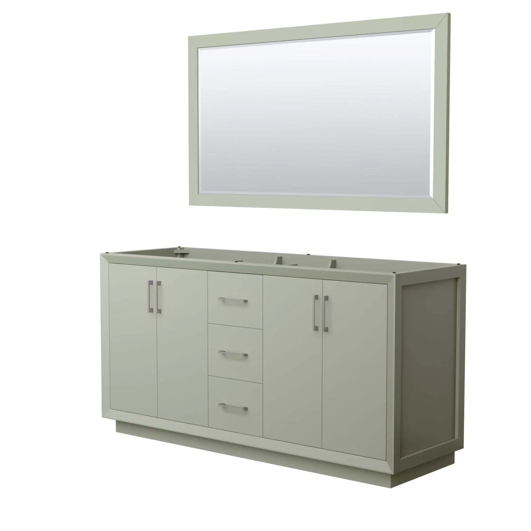 66" Strada Double Bathroom Vanity in Light Green with Brushed Nickel Trim & 58" Mirror by Wyndham