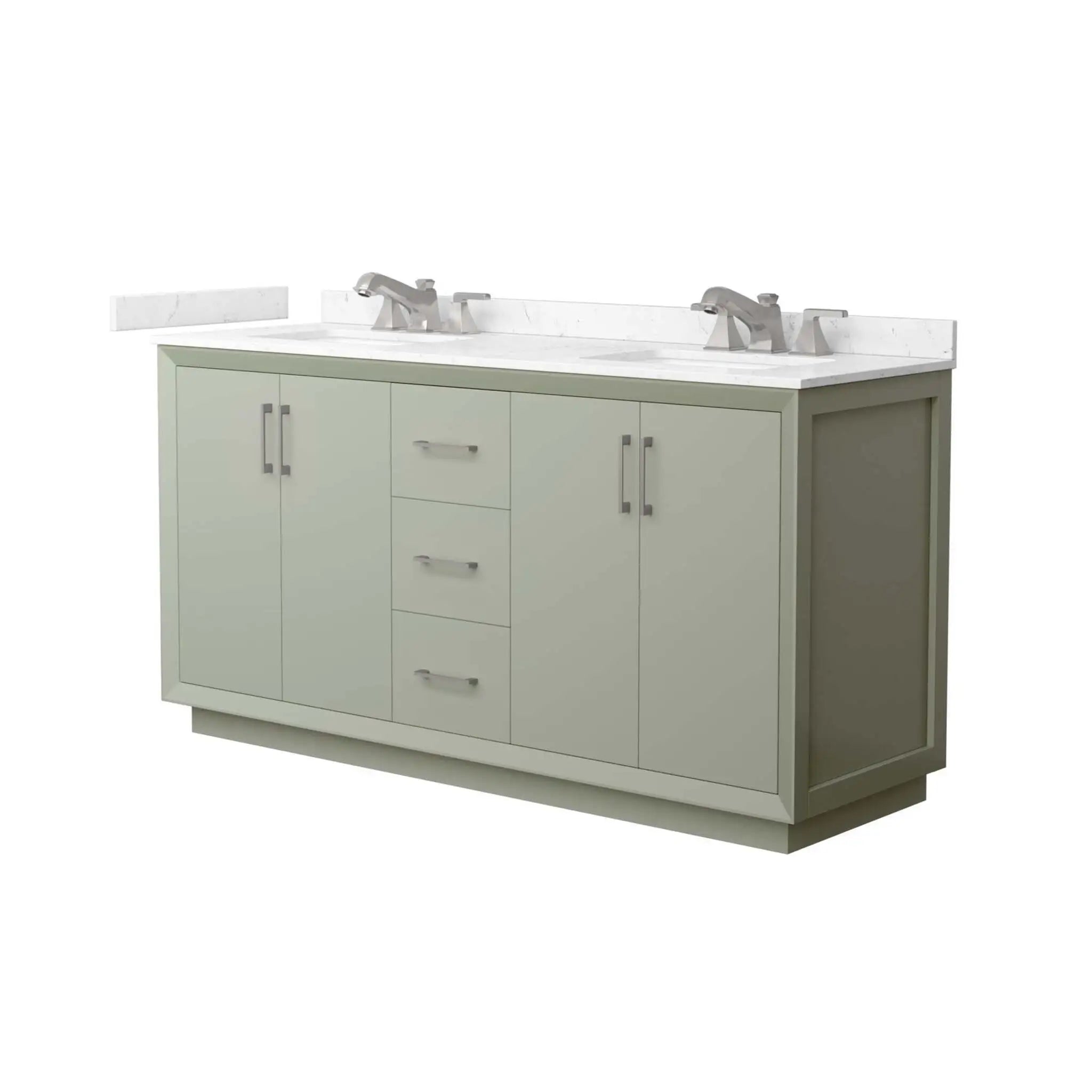 66" Strada Double Bathroom Vanity in Light Green with Brushed Nickel Trim by Wyndham