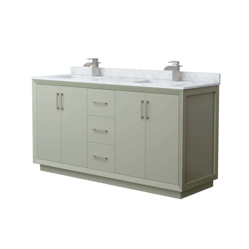66" Strada Double Bathroom Vanity in Light Green with Brushed Nickel Trim by Wyndham