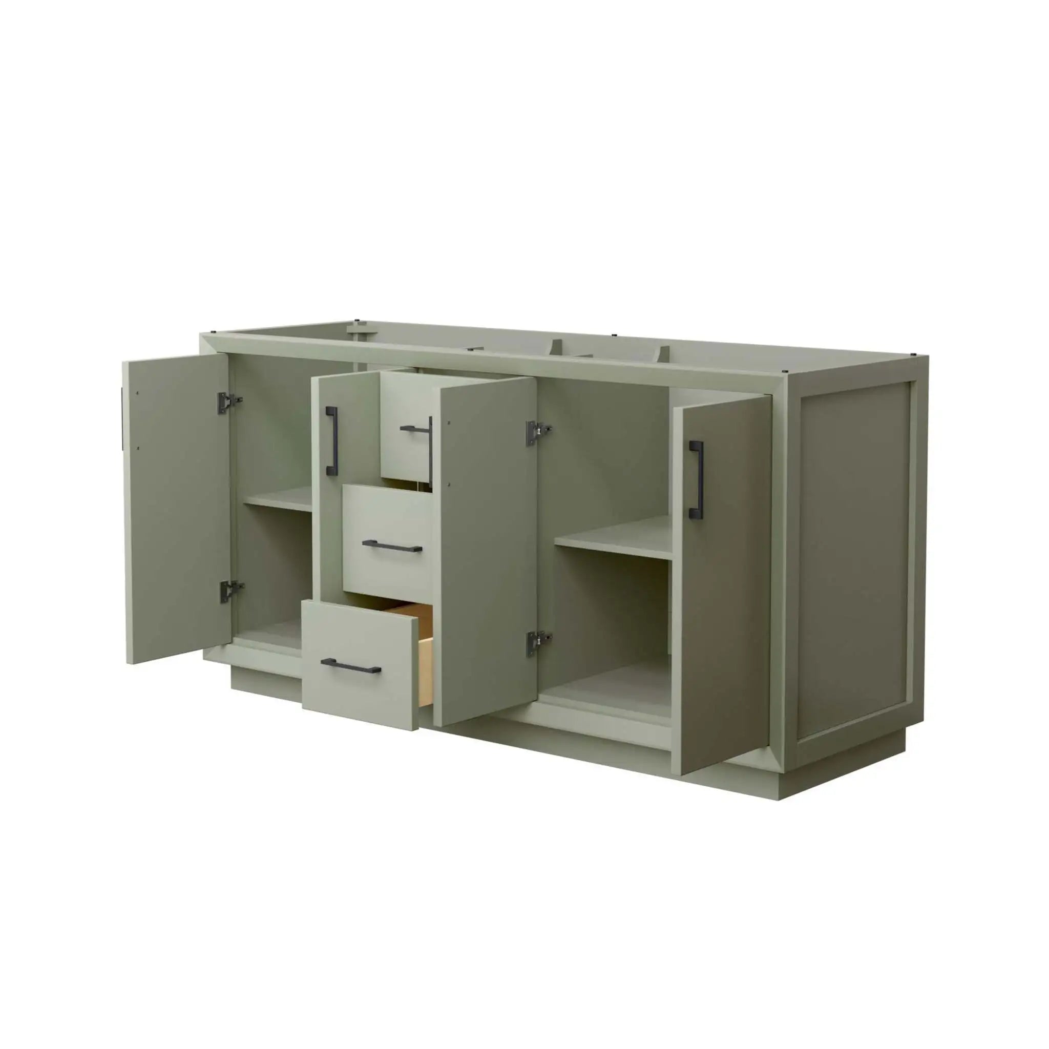 66" Strada Double Bathroom Vanity in Light Green with Matte Black Trim by Wyndham