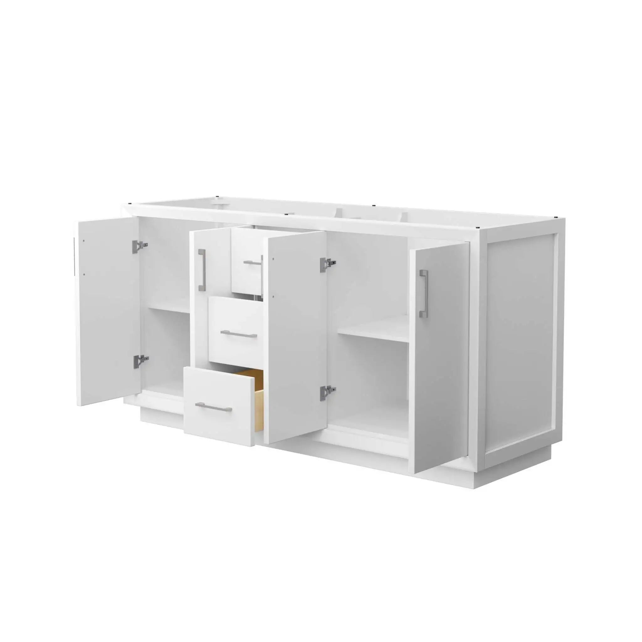 66" Strada Double Bathroom Vanity in White with Brushed Nickel Trim by Wyndham