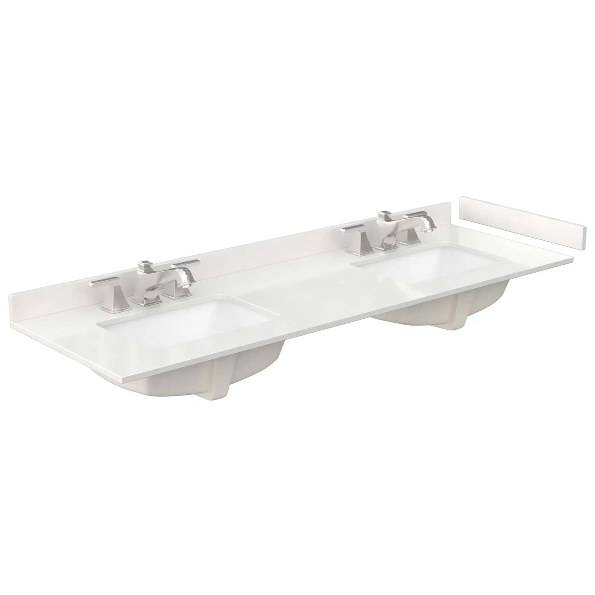 66" Strada Double Bathroom Vanity in White with Matte Black Trim & 58" Mirror by Wyndham
